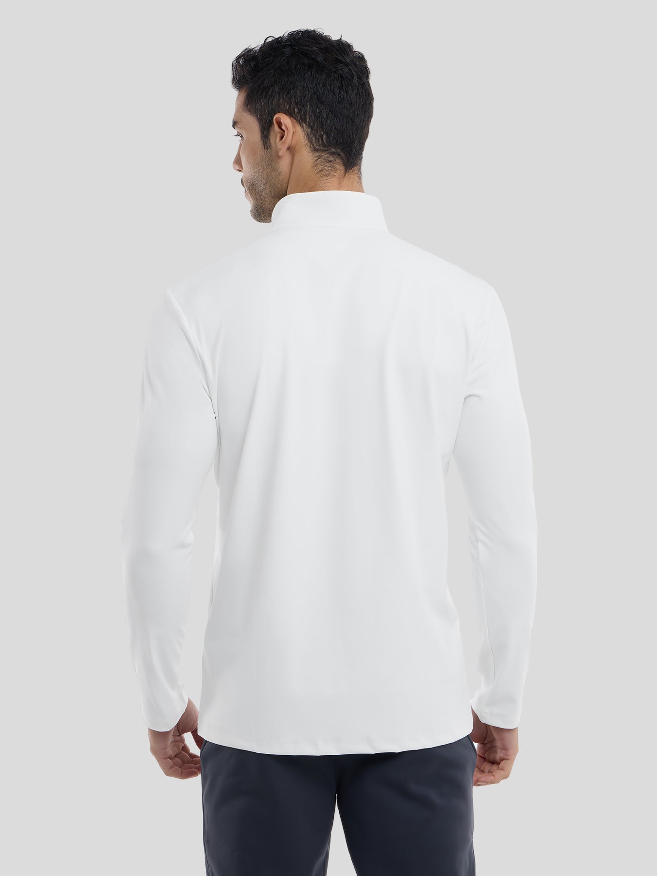 SmoothBlend Slim Fit Half Zip Mock Neck Tee: Zip Contrast Color