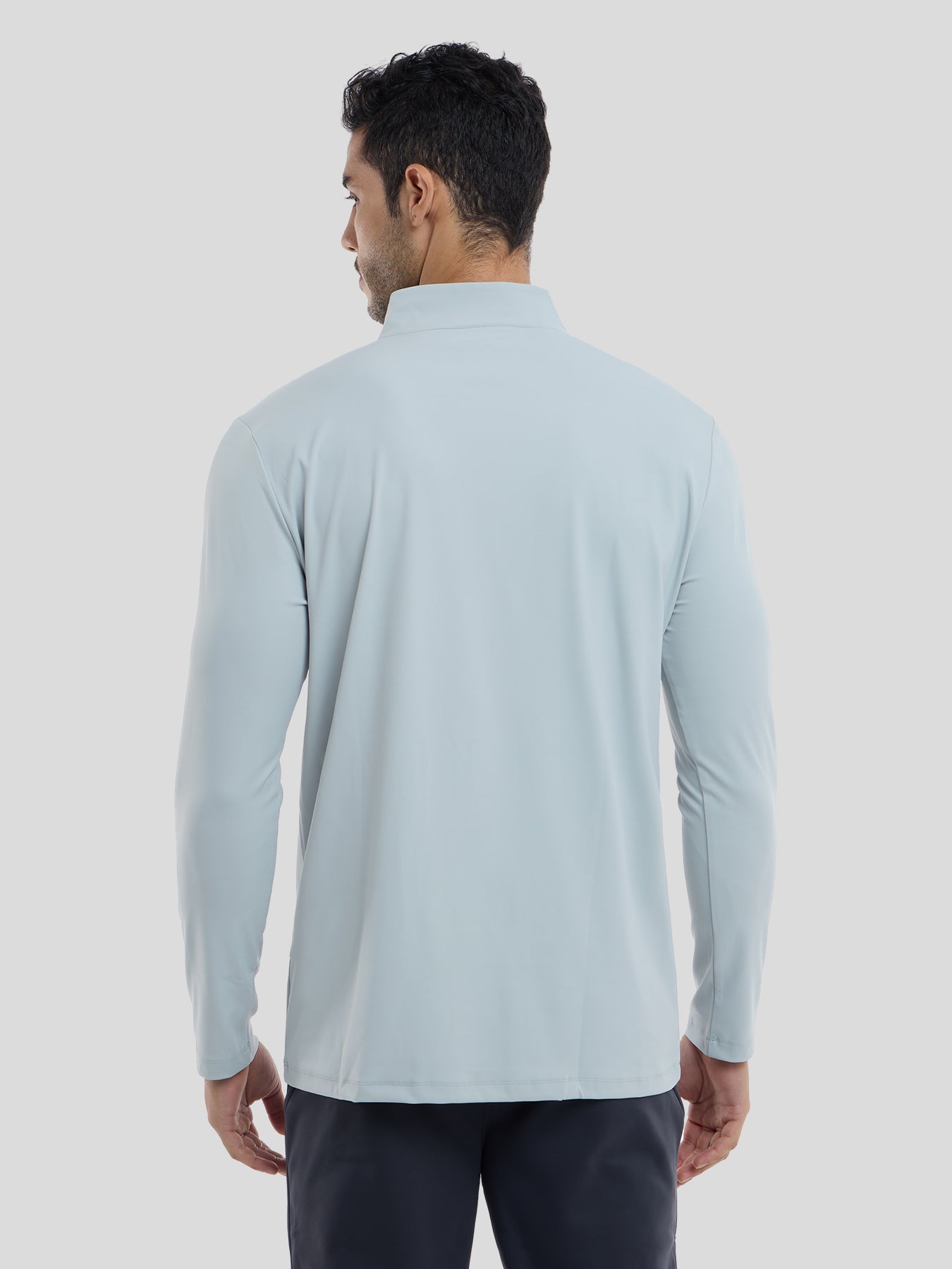 SmoothBlend Slim Fit Half Zip Mock Neck Tee: Zip Contrast Color