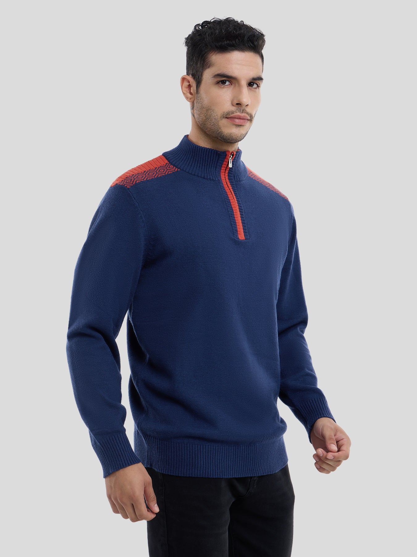 GentleKnit Half-Zip Contrast Color Sweater