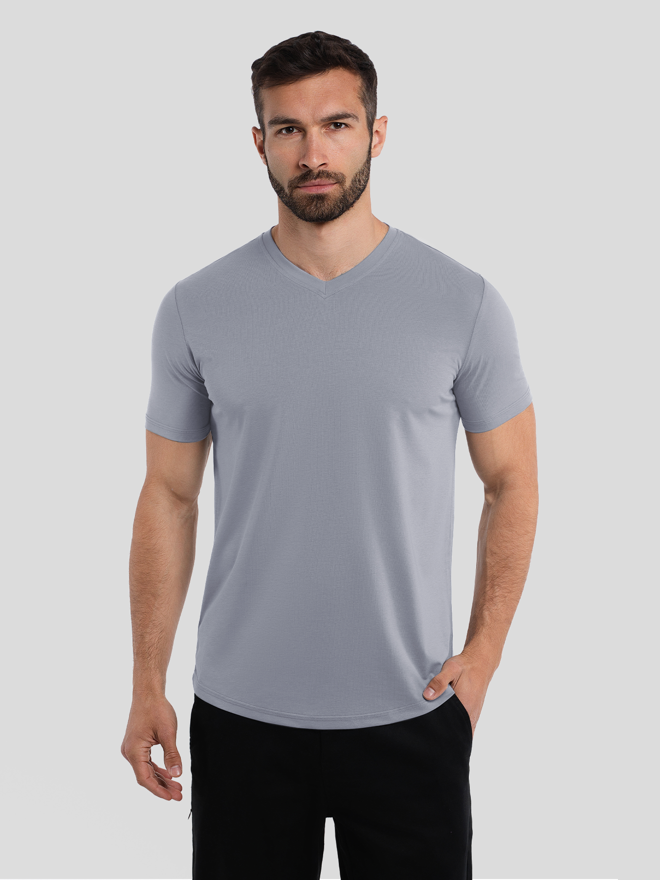 StayCool 2.0 V-neck Curve-Hem Tee: Slim Fit