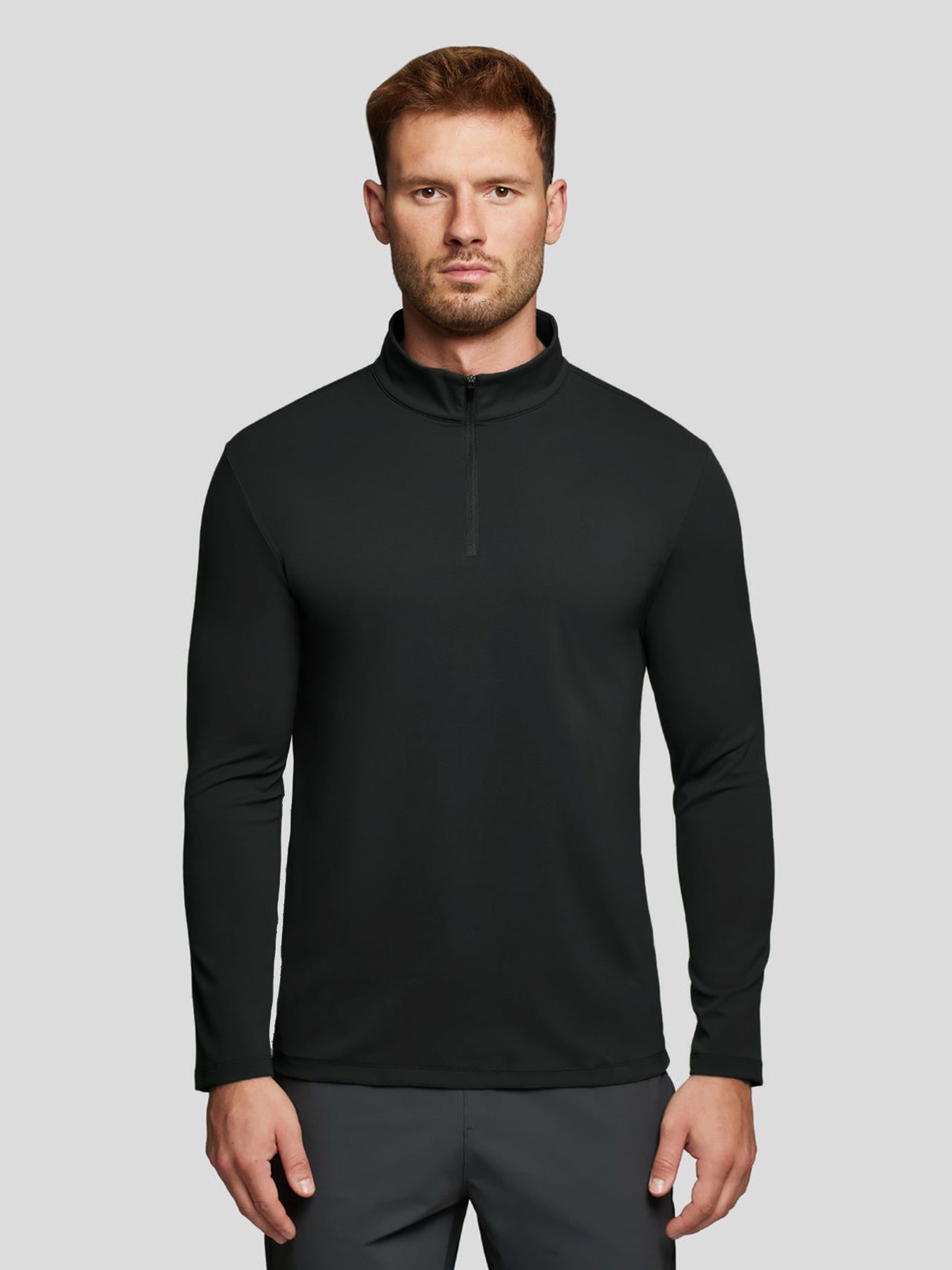 SmoothBlend Half Zip Mock Neck Tee: Zip Same Color