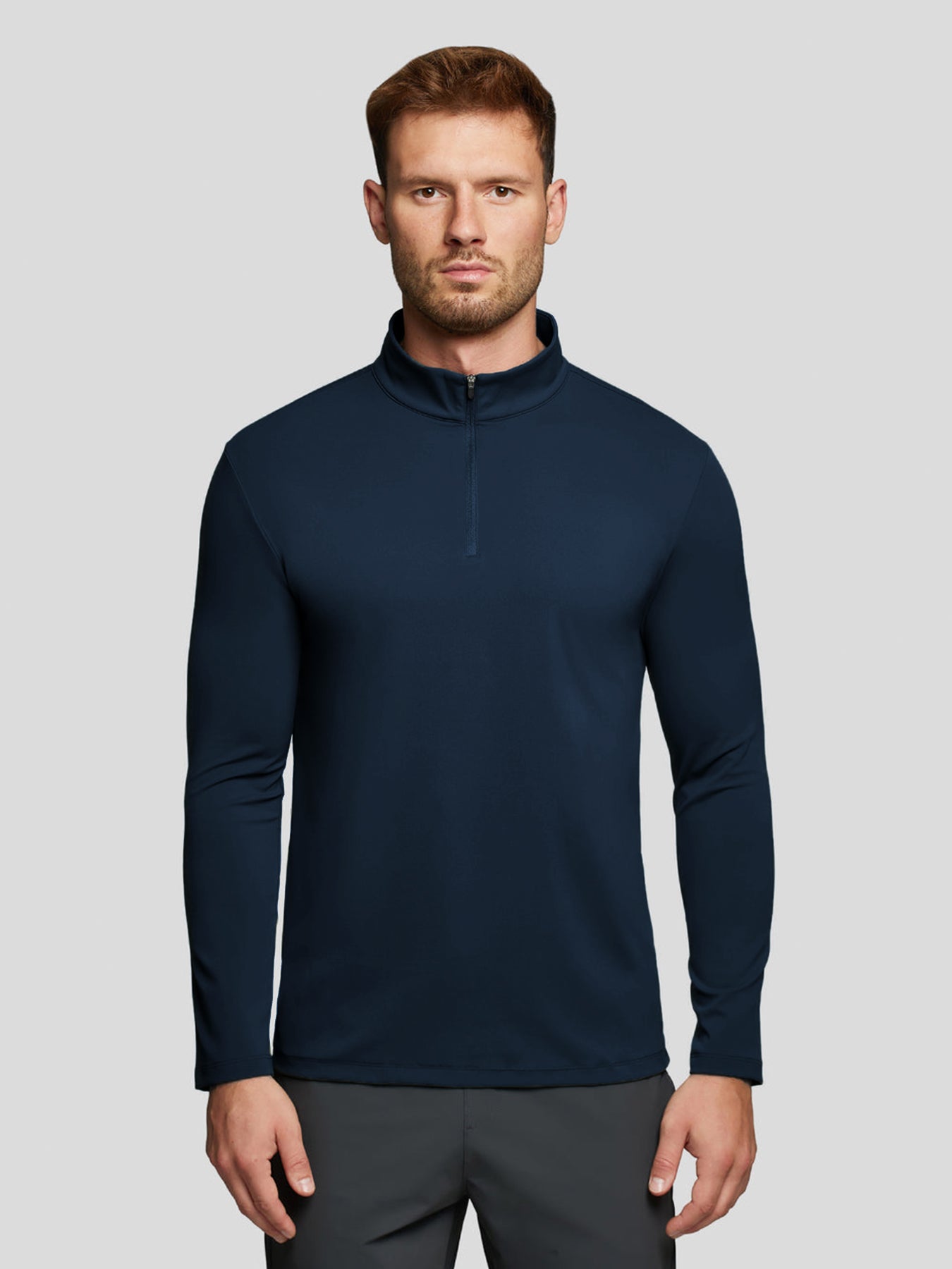 SmoothBlend Half Zip Mock Neck Tee: Zip Same Color