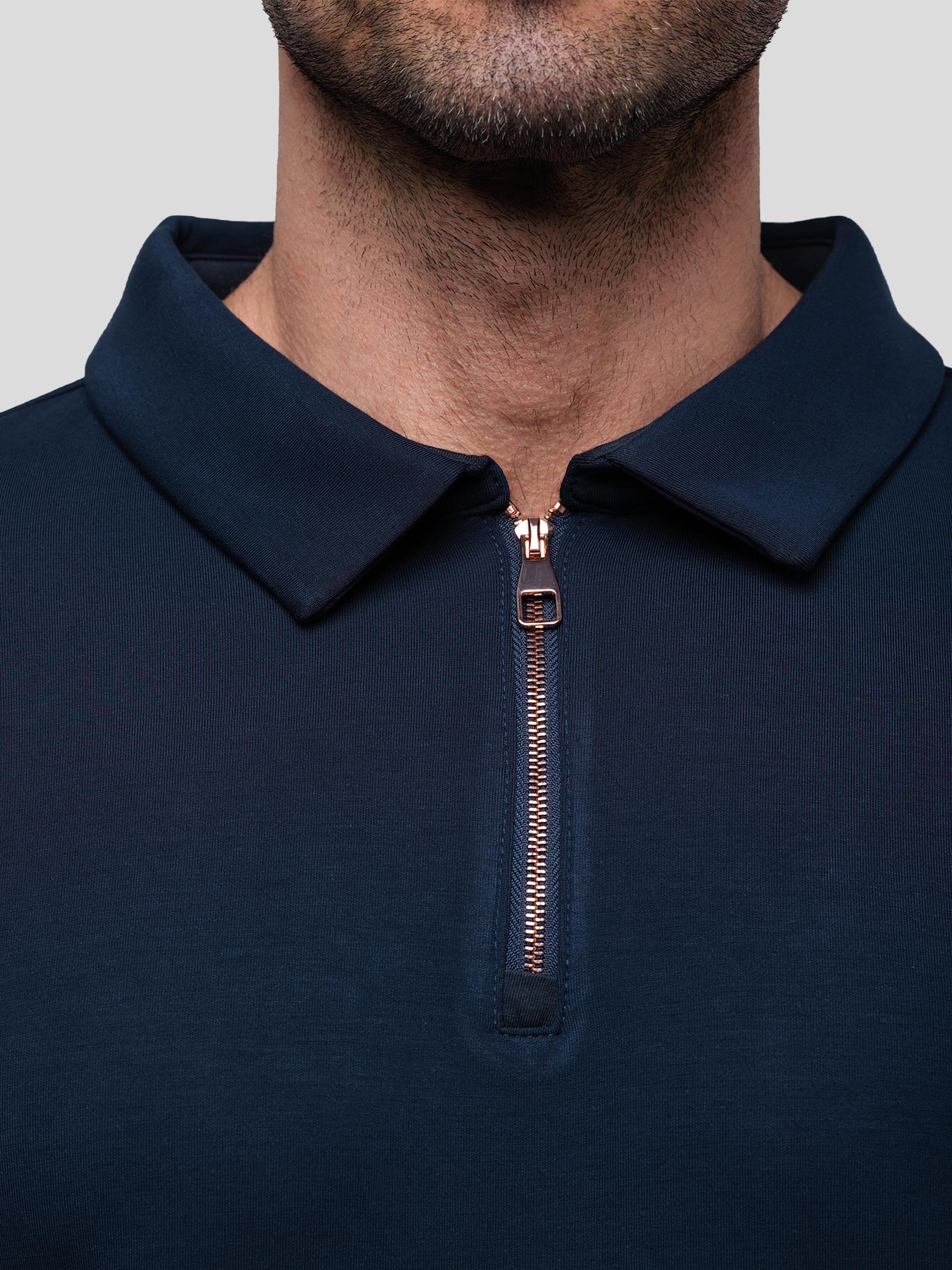 Modal Blend Long Sleeve Half Zip Polo