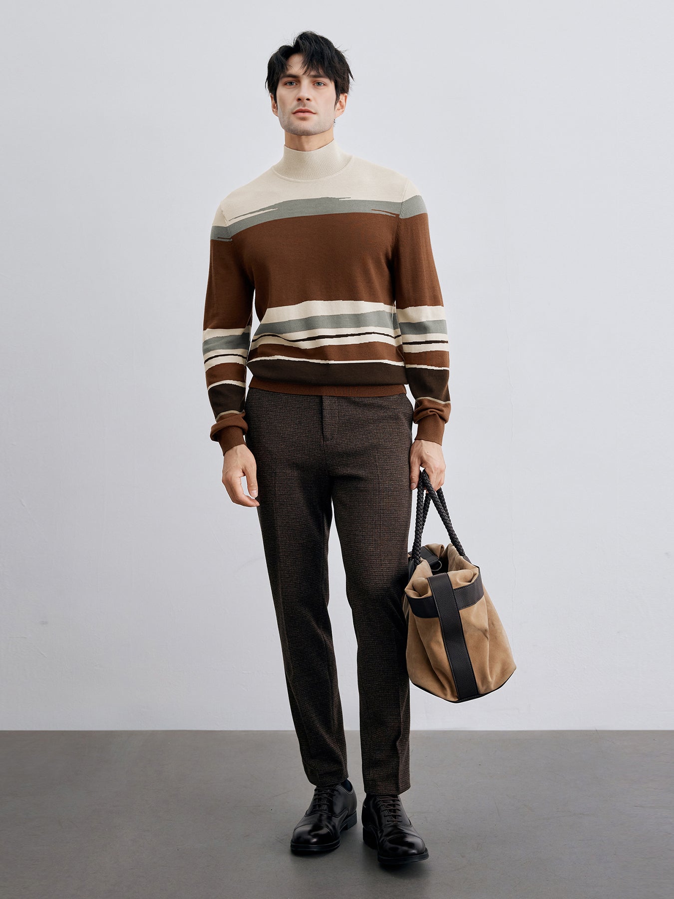 GentleKnit Mock Neck Striped Sweater