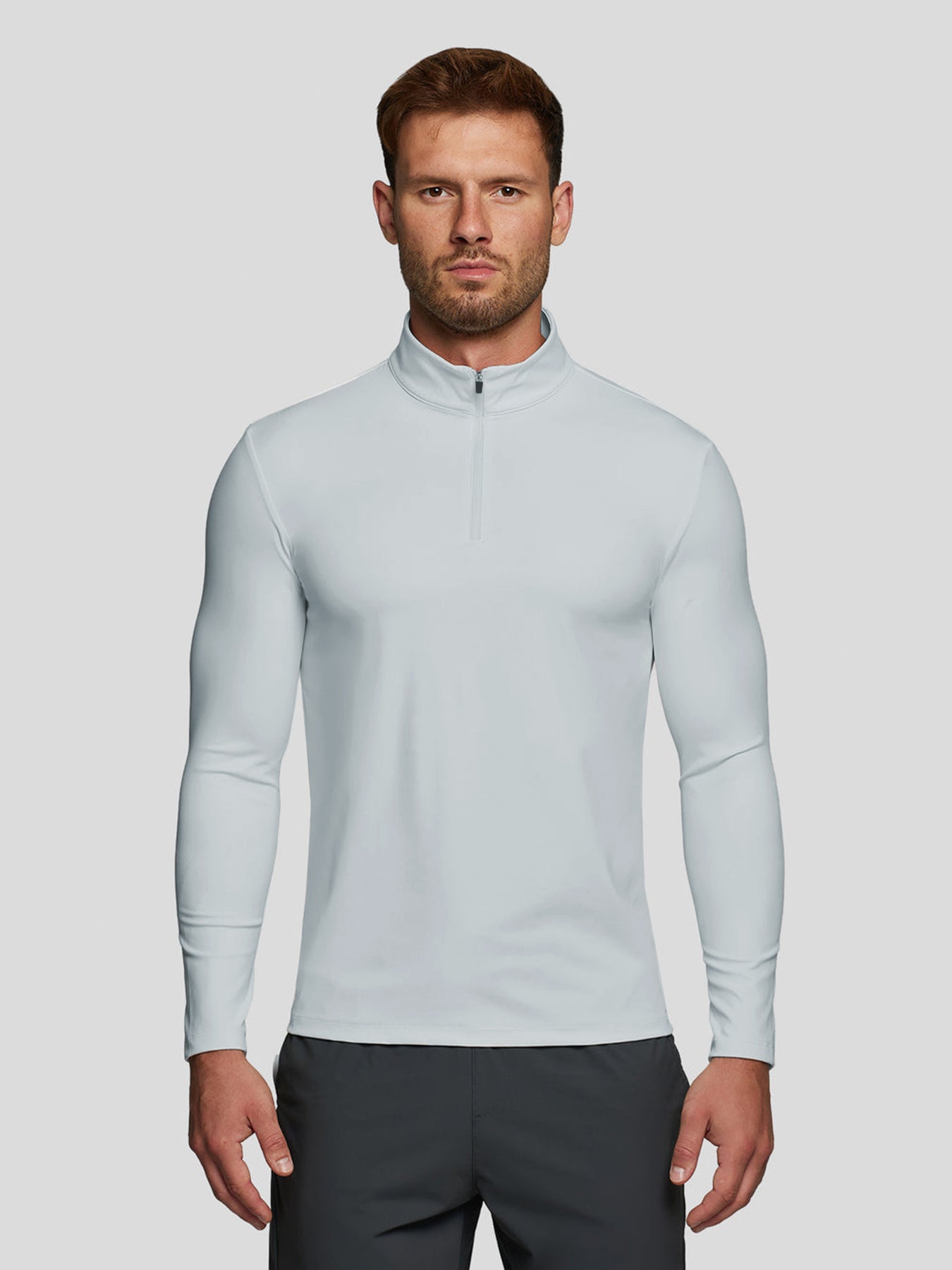 SmoothBlend Half Zip Mock Neck Tee: Zip Same Color