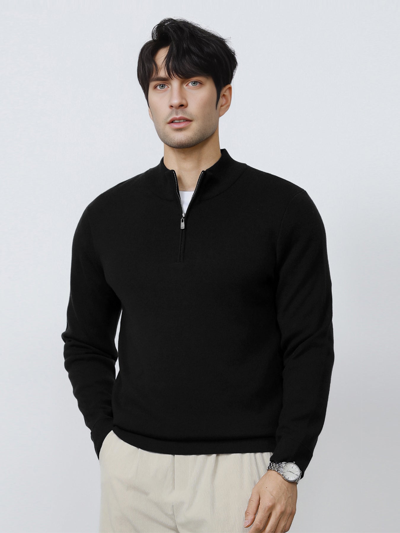 GentleKnit Washable Half Zip Mock Neck Sweater