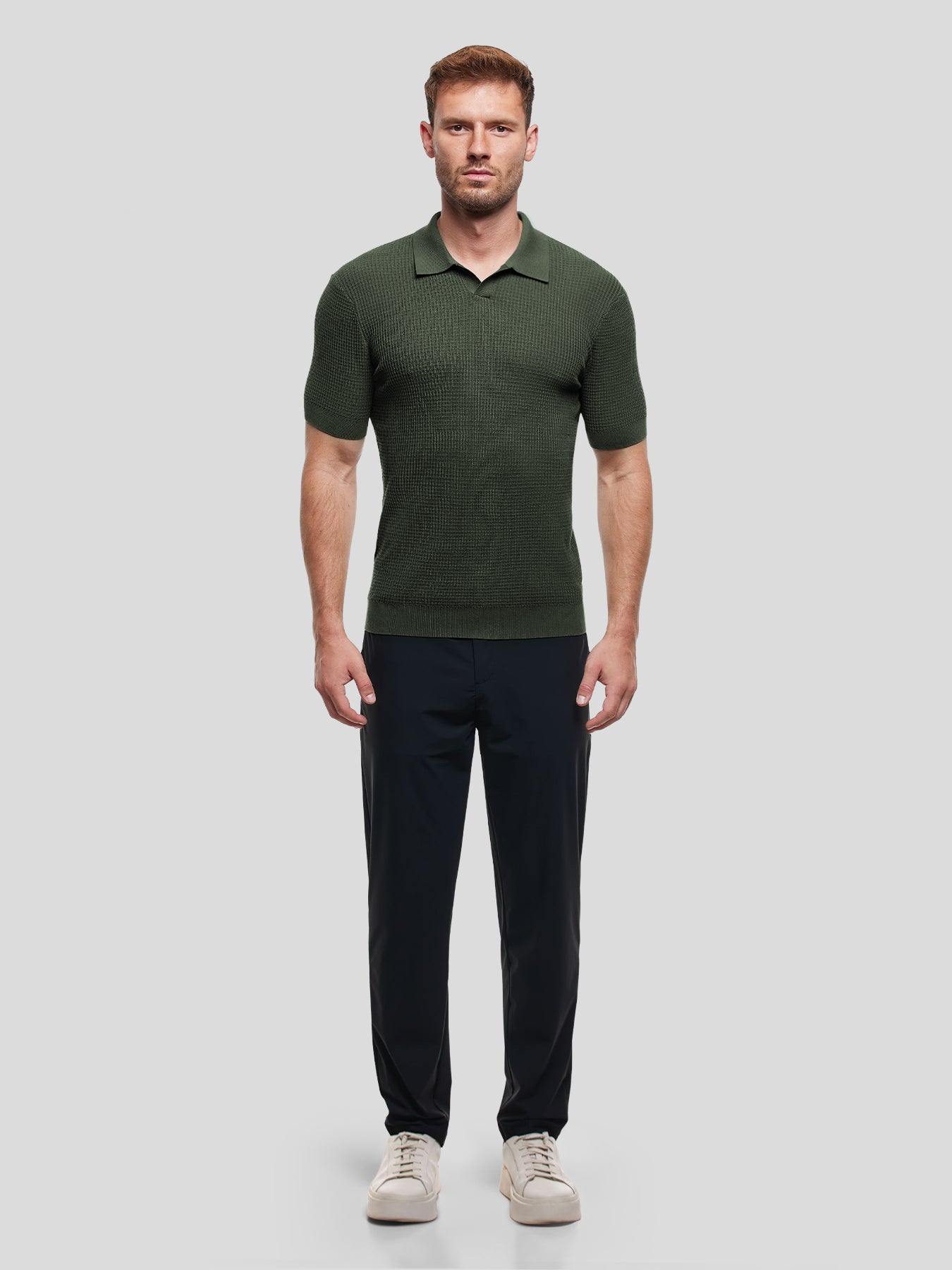 FlexKnit Active Knitted Buttonless Polo