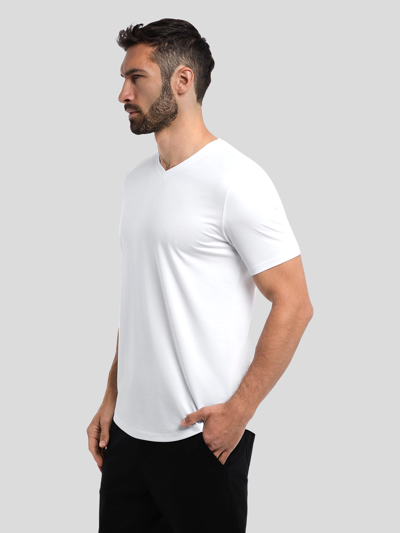 StayCool 2.0 V-neck Curve-Hem Tee: Slim Fit