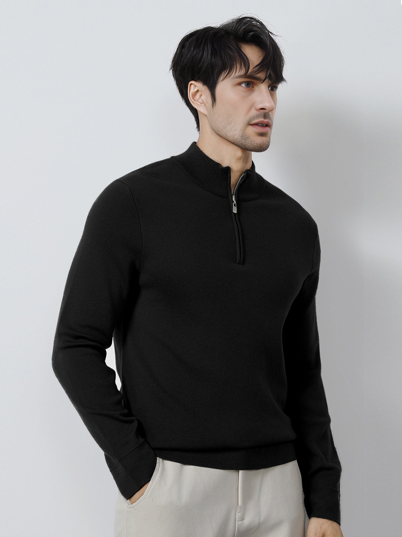 GentleKnit Washable Half Zip Mock Neck Sweater