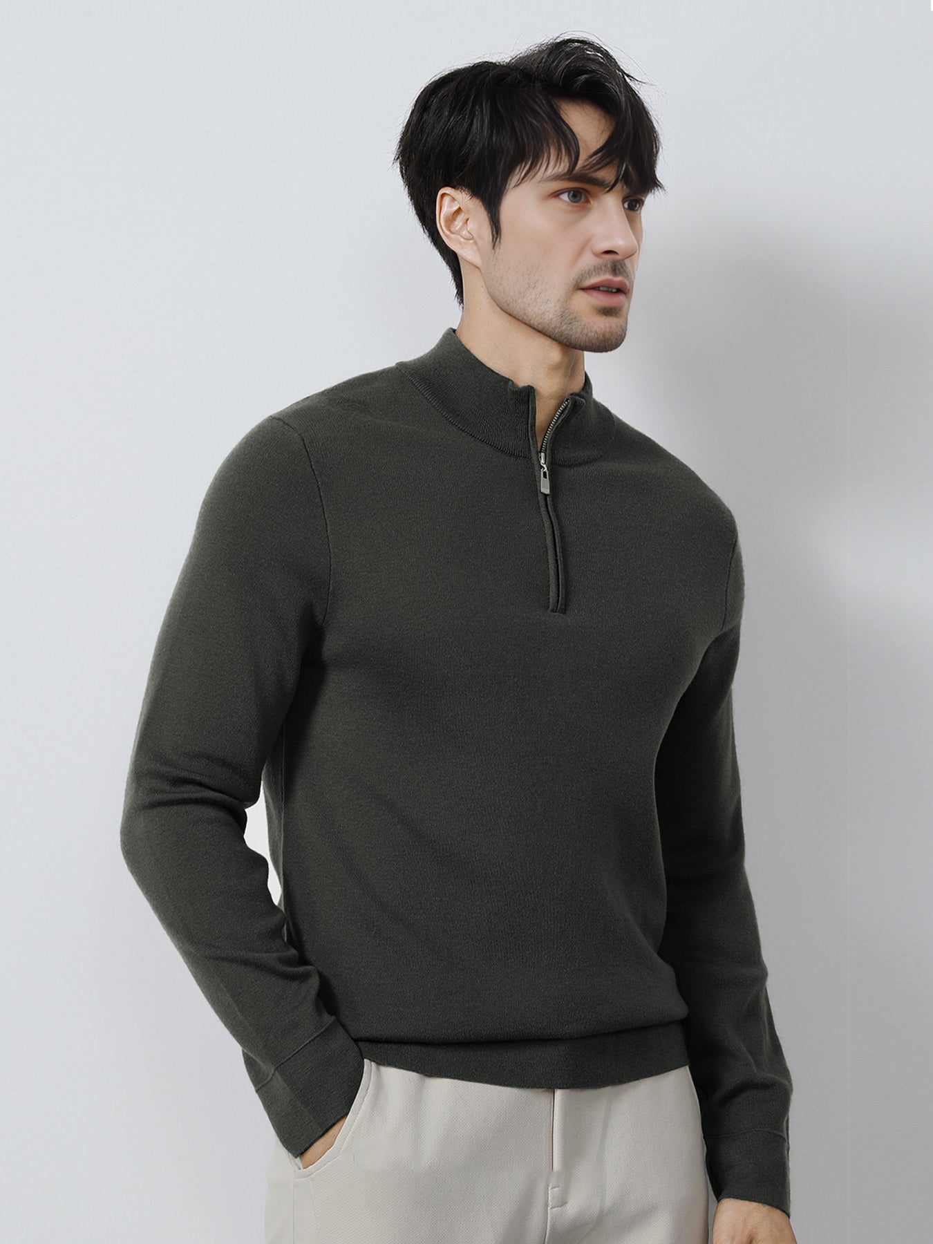 GentleKnit Washable Half Zip Mock Neck Sweater