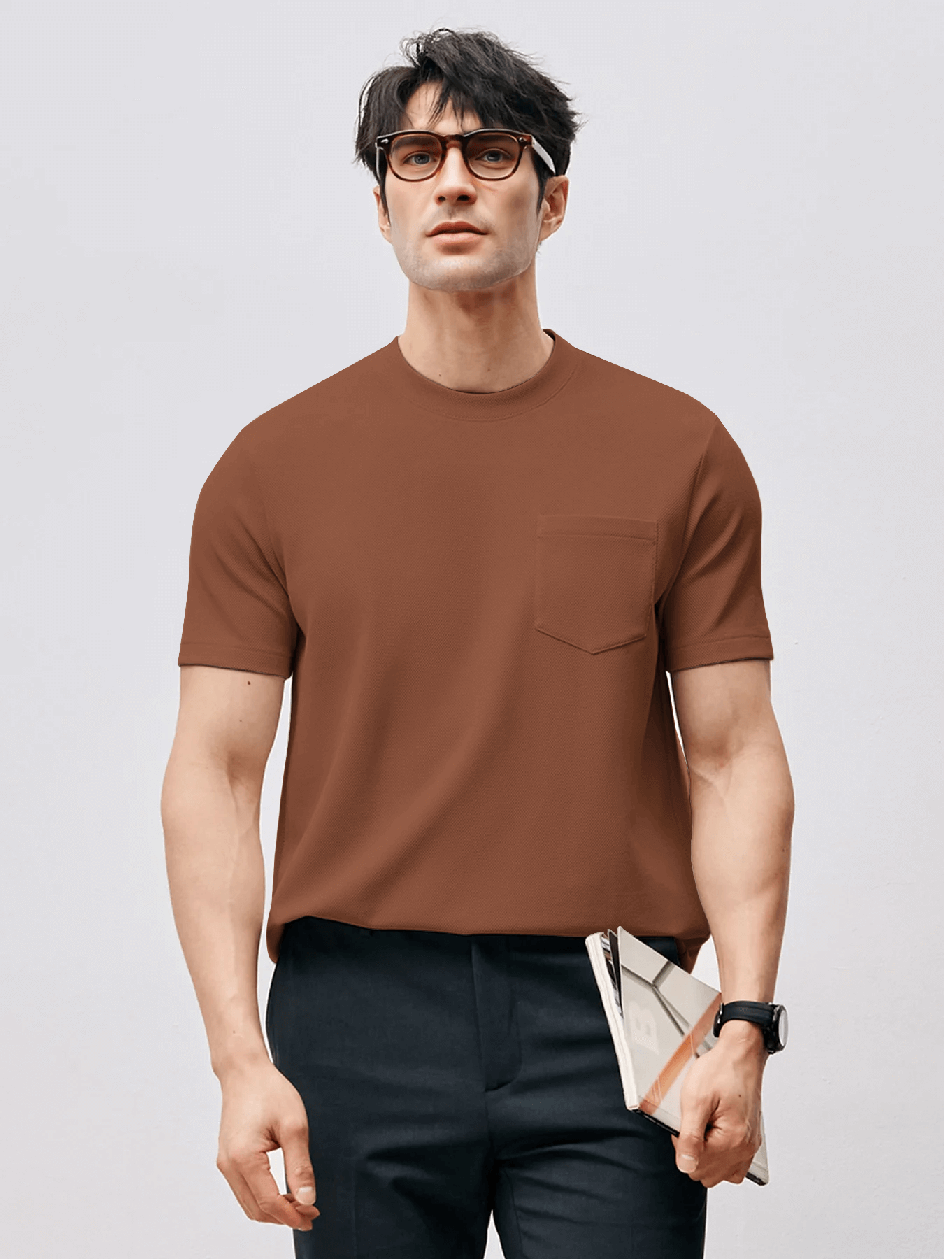 BreezeLuxe Breathable Piqué Crew Neck Short Sleeve Tee