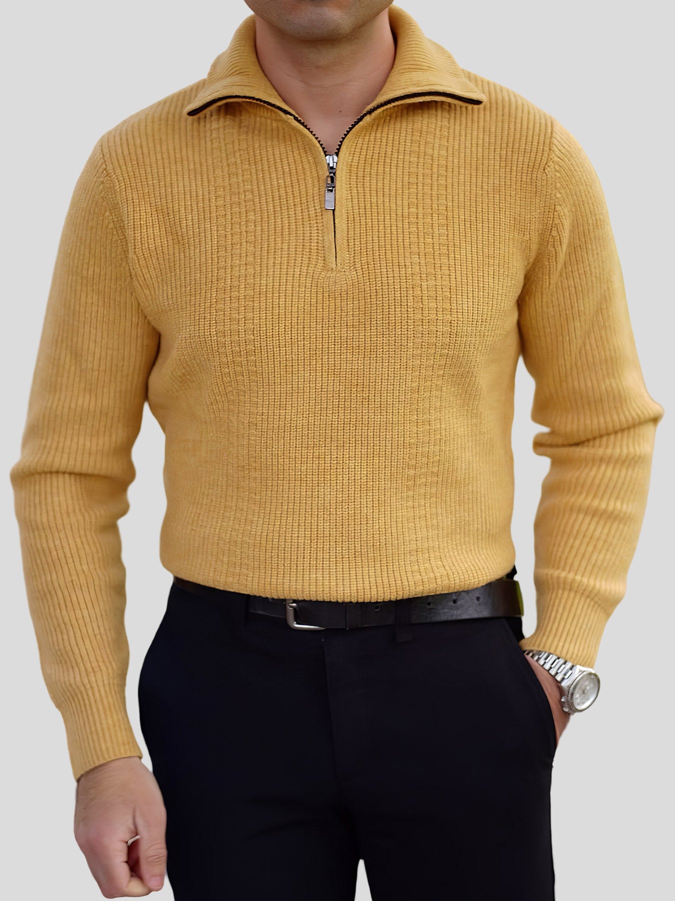 GentleKnit Half-Zip High Collar Sweater