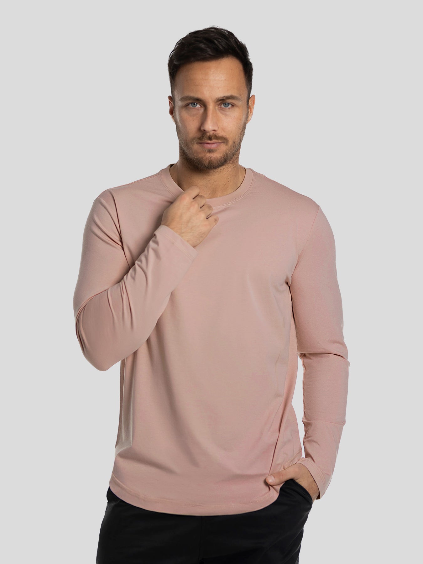 StaySmooth Long Sleeve Curve Hem Tee: Slim Fit