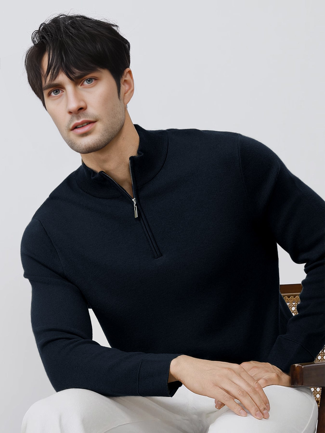 GentleKnit Washable Half Zip Mock Neck Sweater