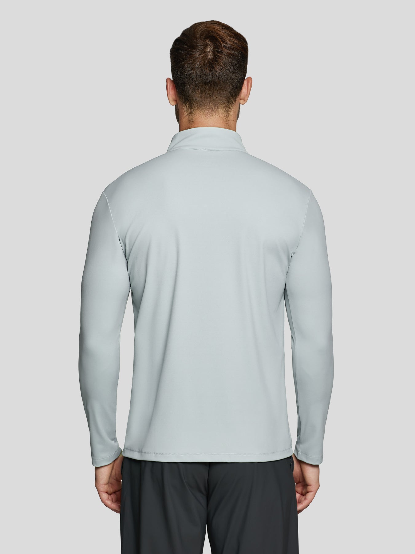 SmoothBlend Slim Fit Half Zip Mock Neck Tee: Zip Contrast Color