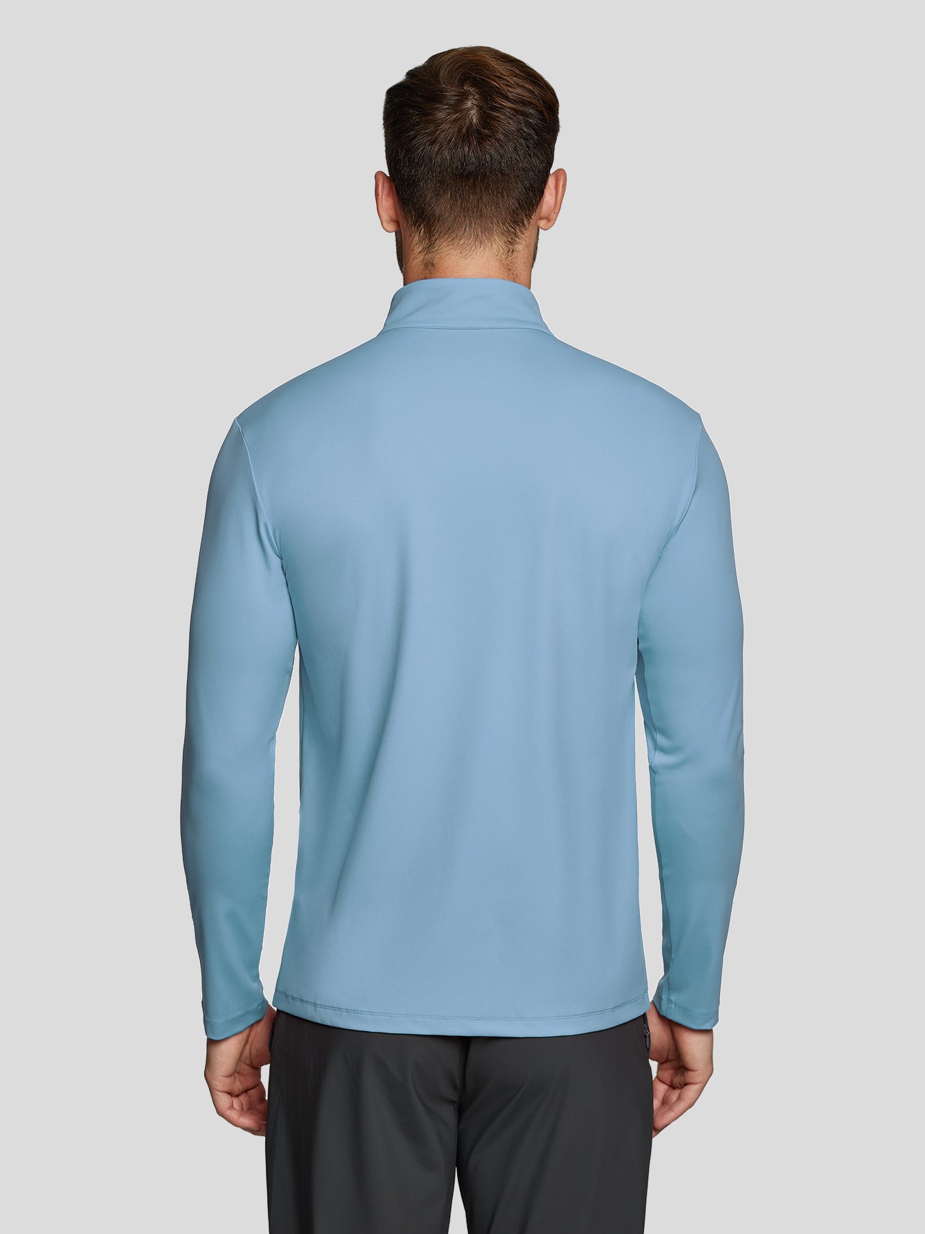 SmoothBlend Slim Fit Half Zip Mock Neck Tee: Zip Contrast Color