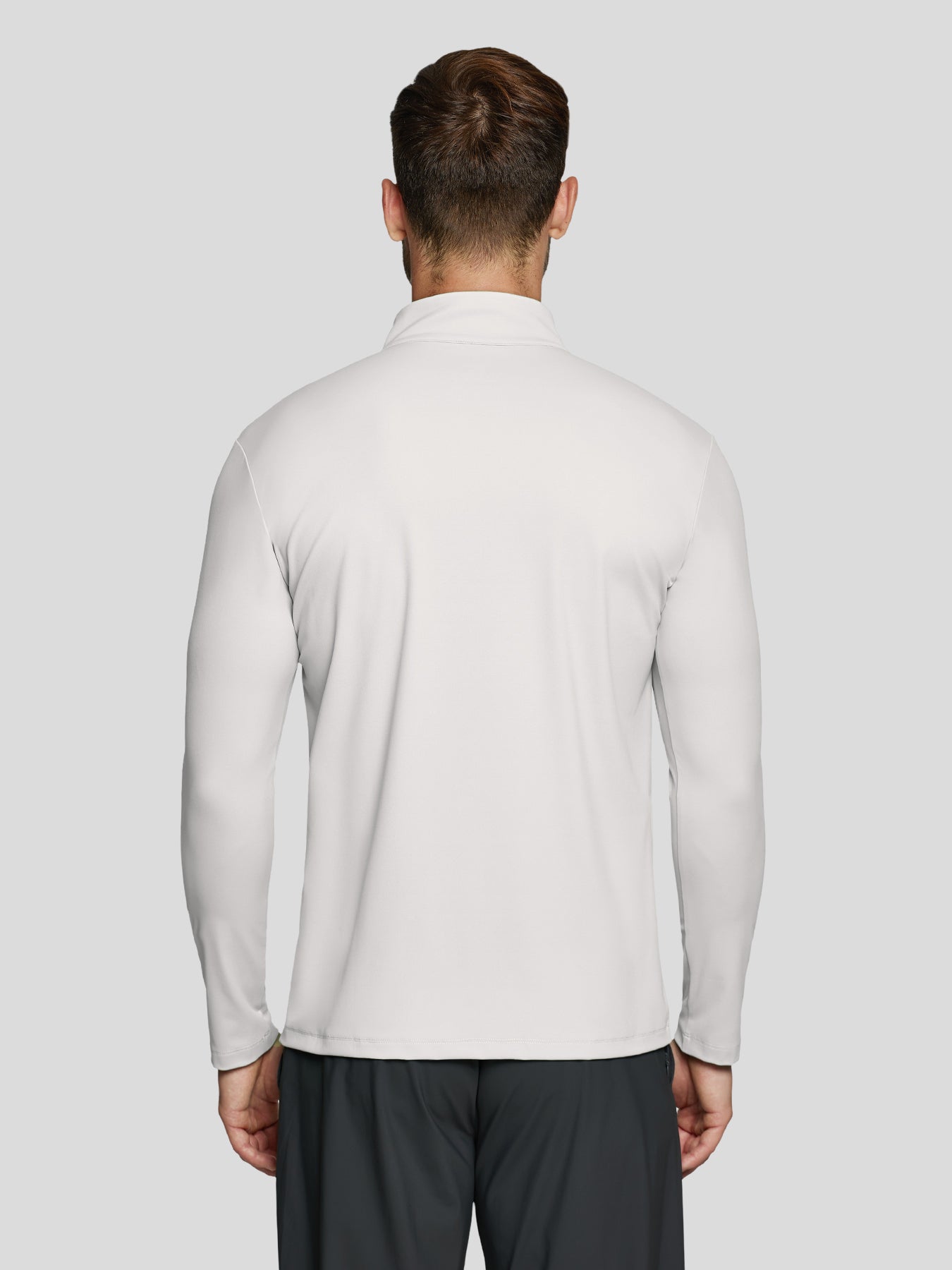 SmoothBlend Slim Fit Half Zip Mock Neck Tee: Zip Contrast Color