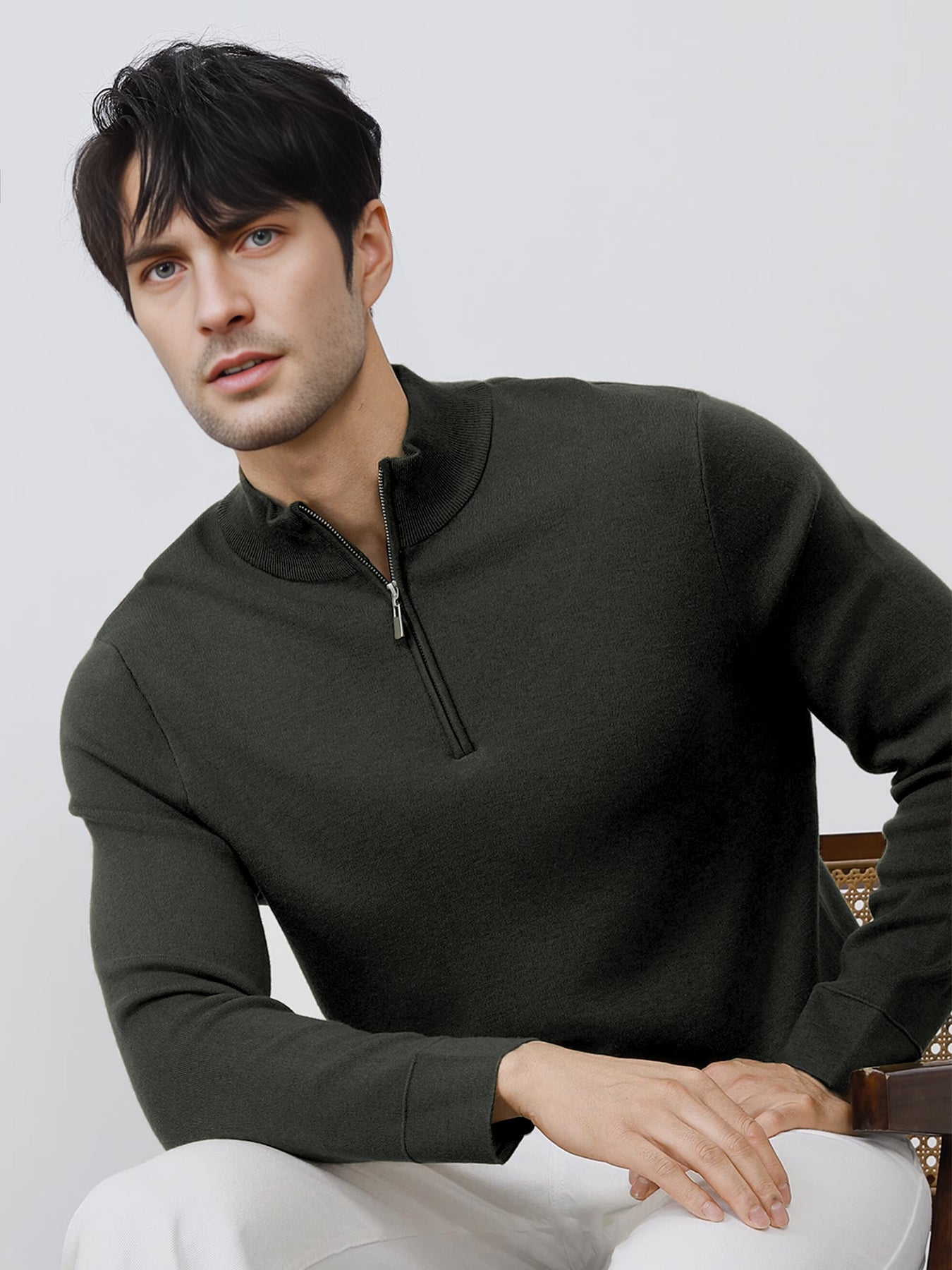 GentleKnit Washable Half Zip Mock Neck Sweater