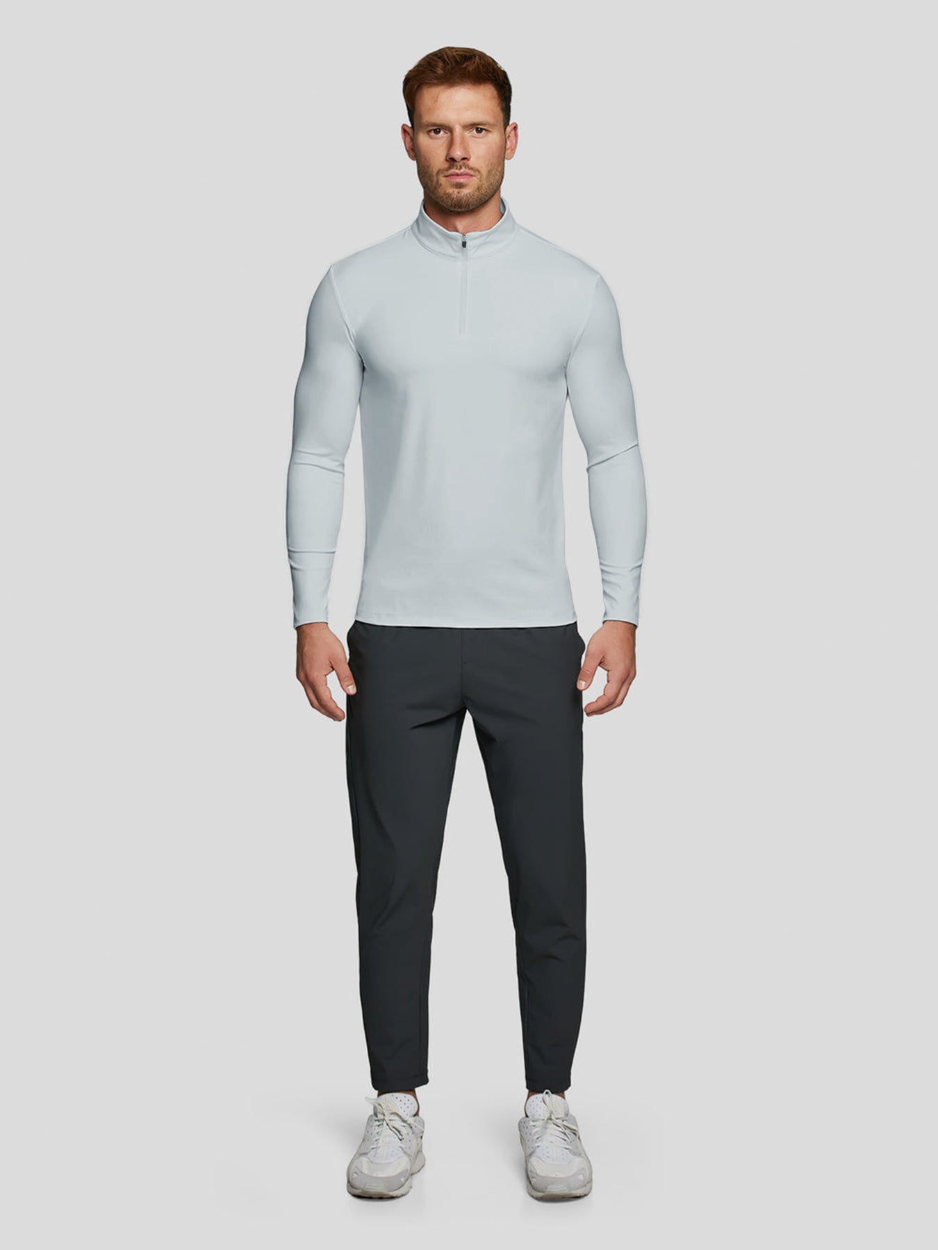 SmoothBlend Half Zip Mock Neck Tee: Zip Same Color