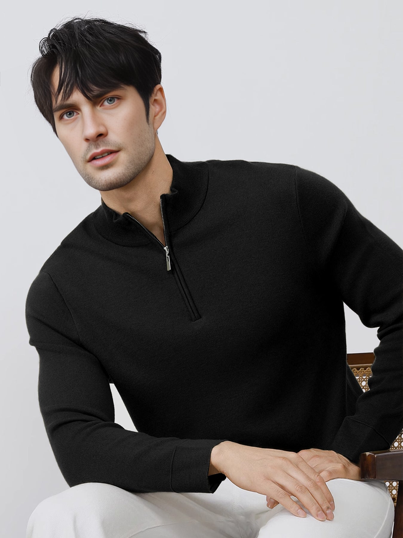 GentleKnit Washable Half Zip Mock Neck Sweater