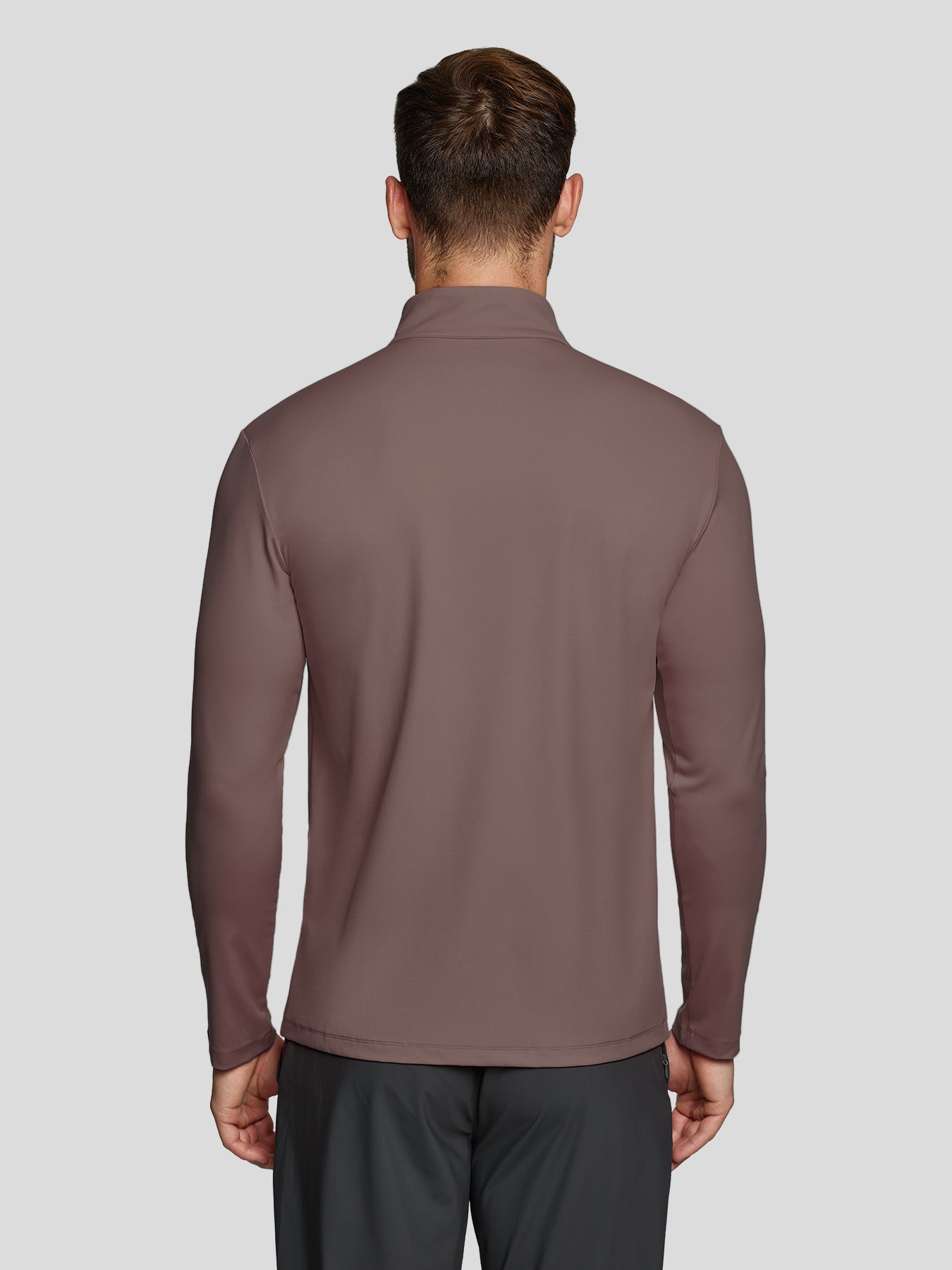 SmoothBlend Slim Fit Half Zip Mock Neck Tee: Zip Contrast Color