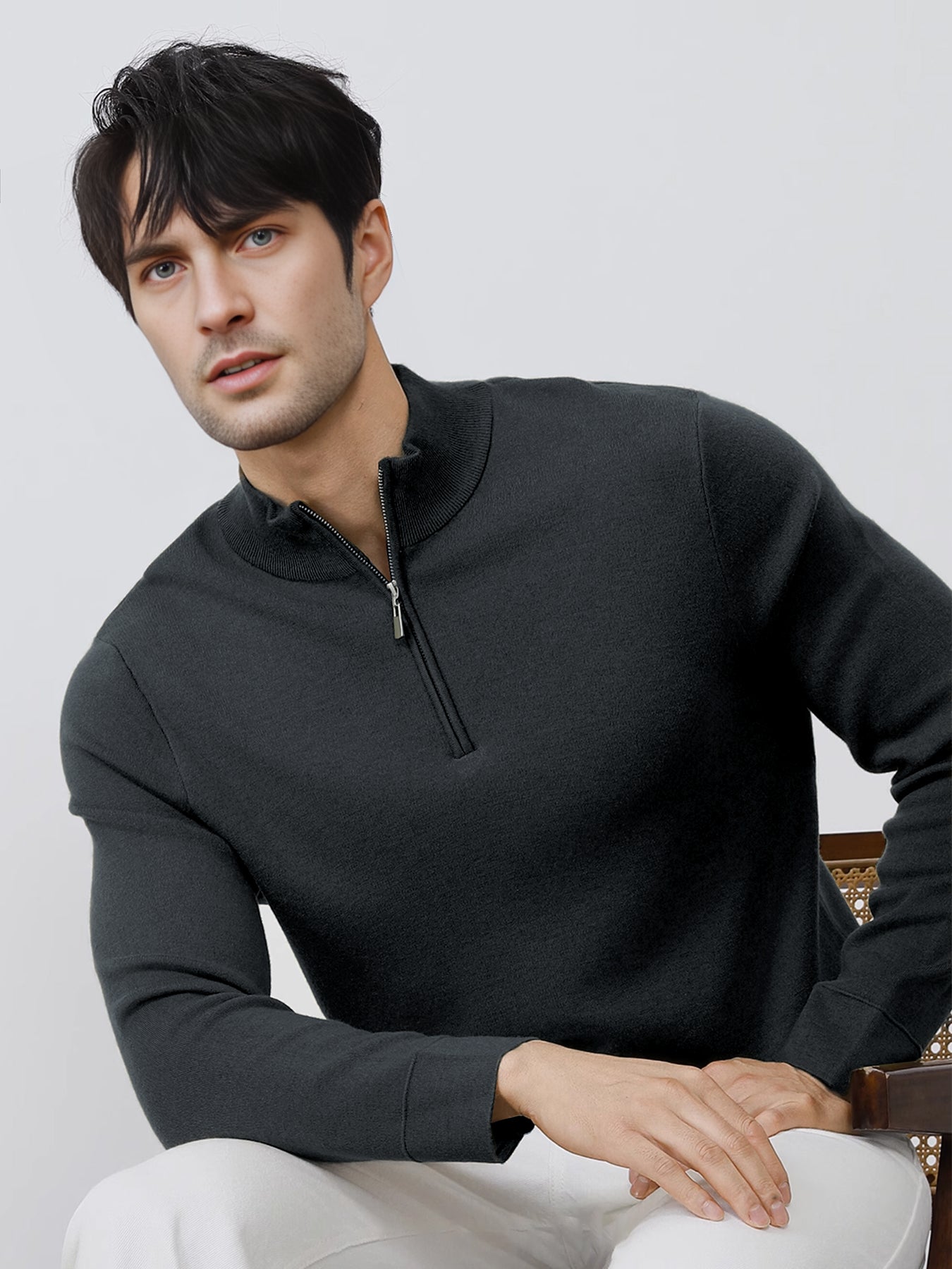 GentleKnit Washable Half Zip Mock Neck Sweater