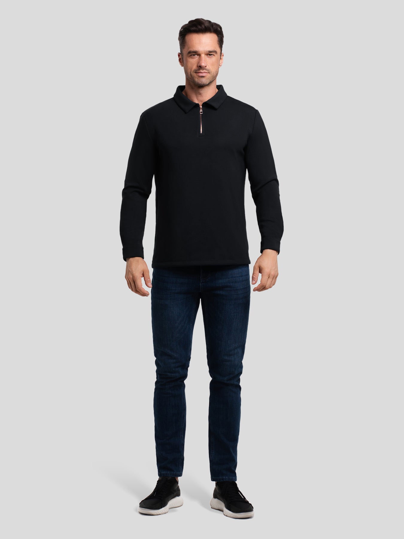 Modal Blend Long Sleeve Half Zip Polo