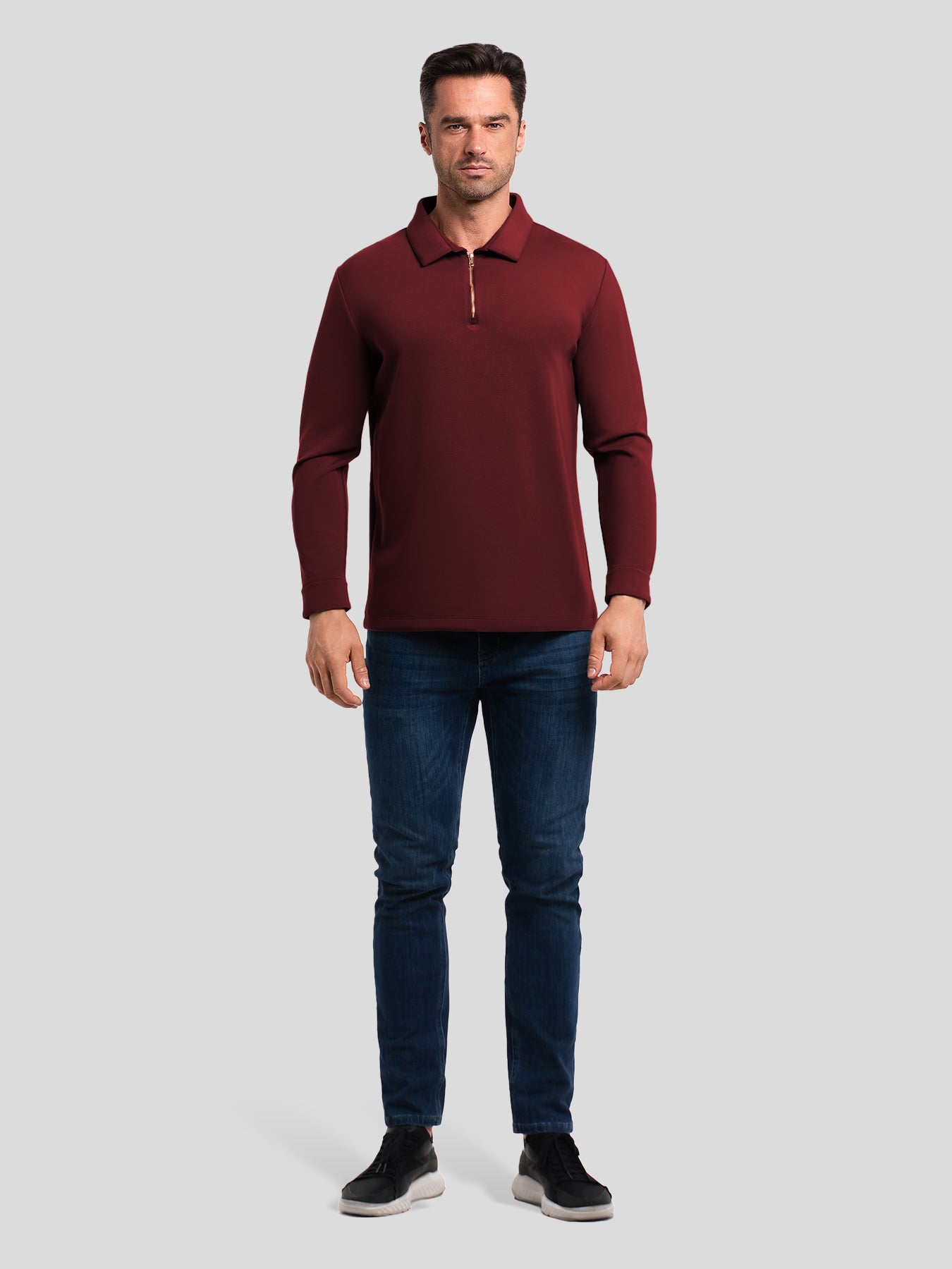 Modal Blend Long Sleeve Half Zip Polo