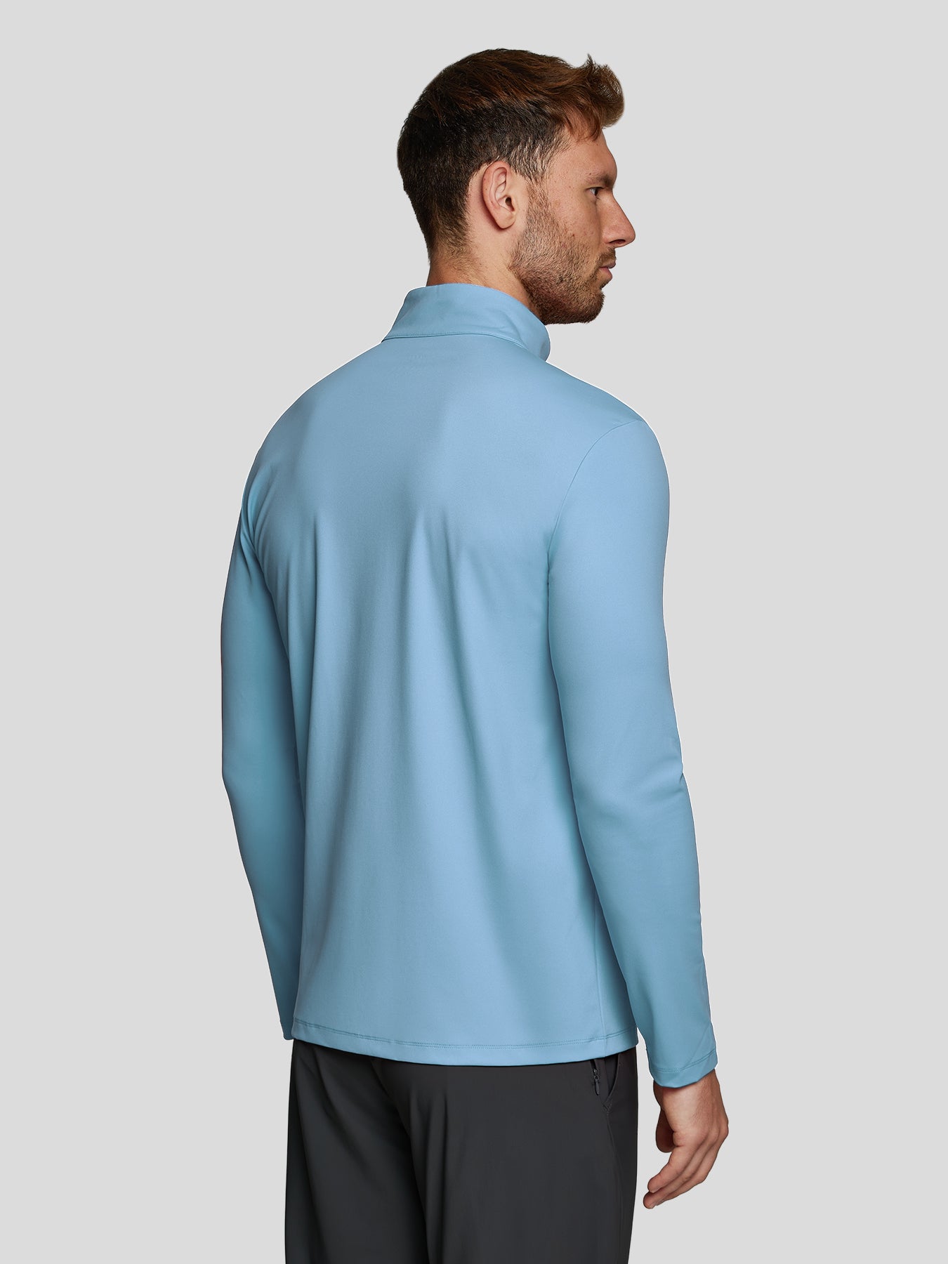 SmoothBlend Slim Fit Half Zip Mock Neck Tee: Zip Contrast Color