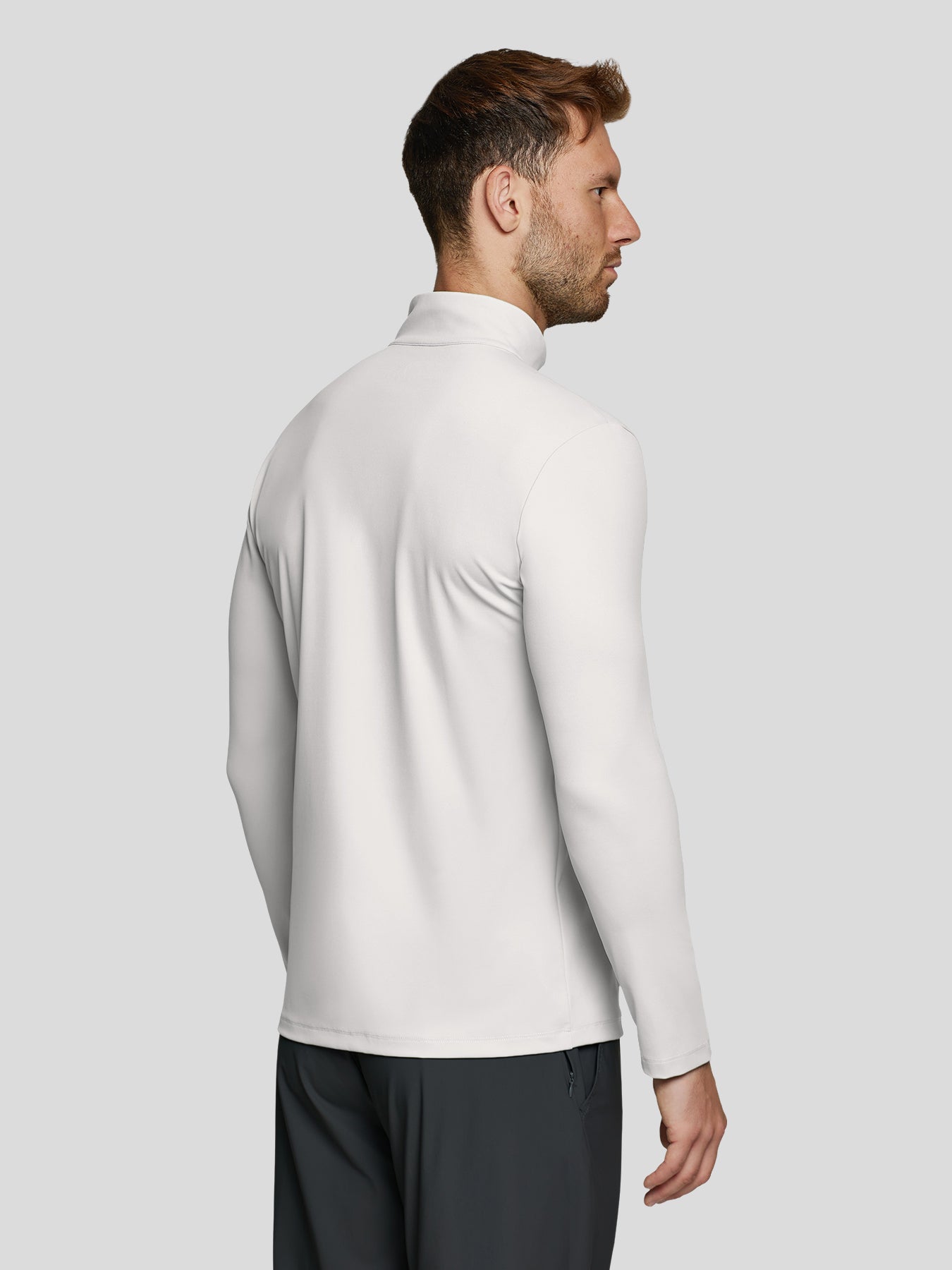 SmoothBlend Slim Fit Half Zip Mock Neck Tee: Zip Contrast Color