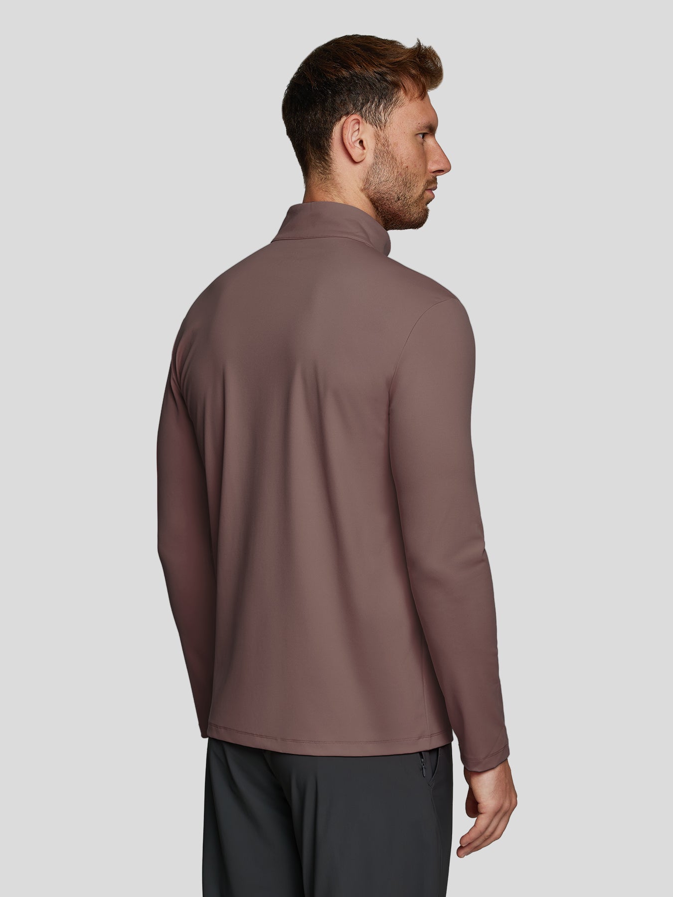 SmoothBlend Slim Fit Half Zip Mock Neck Tee: Zip Contrast Color