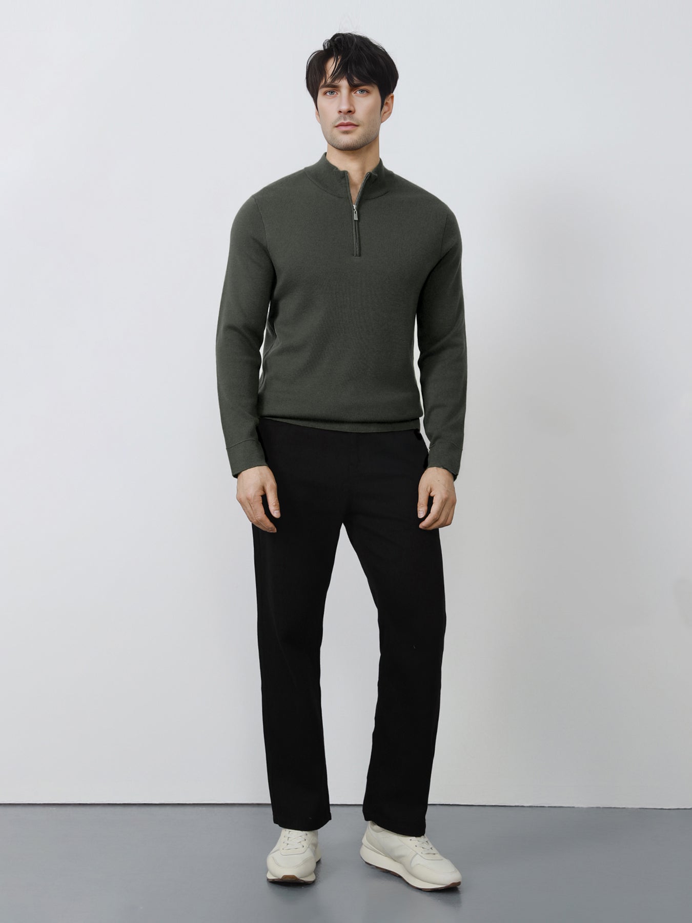 GentleKnit Washable Half Zip Mock Neck Sweater