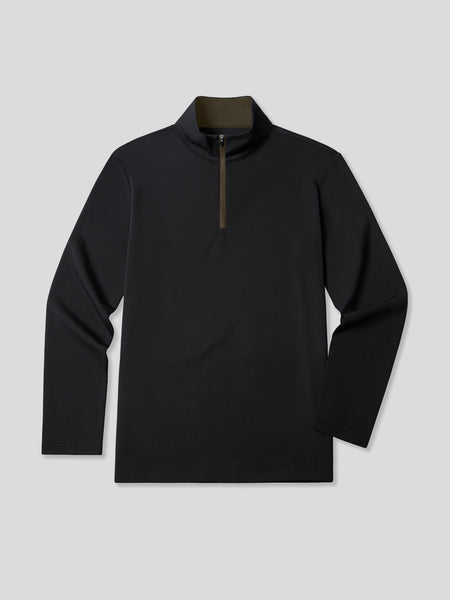 SmoothBlend Classic Fit Half Zip Mock Neck Tee:Zip Contrast Color