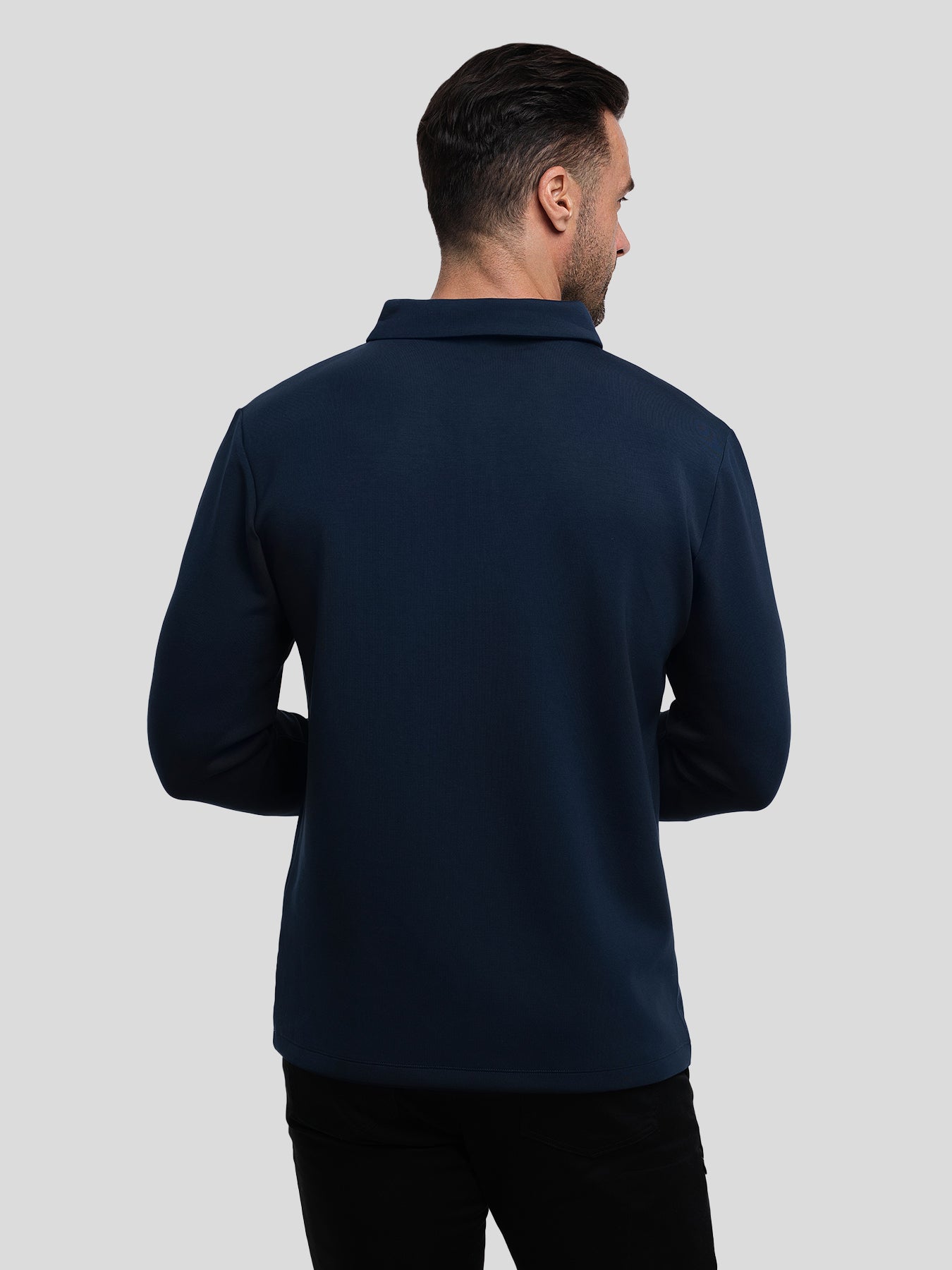 Modal Blend Long Sleeve Half Zip Polo