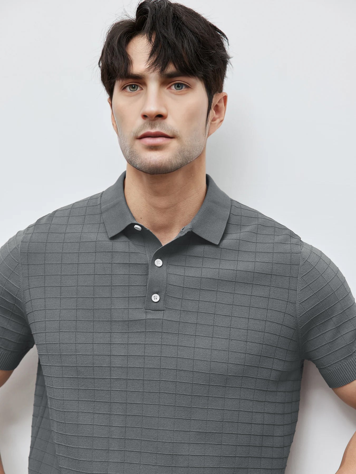 GentleKnit Checkered Short Sleeve Knitted Polo