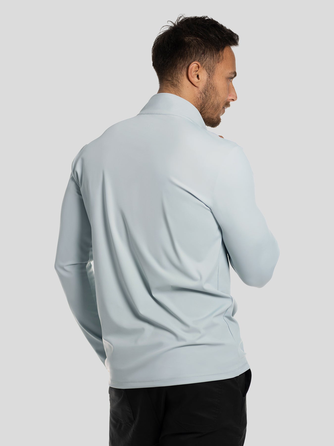 SmoothBlend Half Zip Mock Neck Tee:Zip Same Color