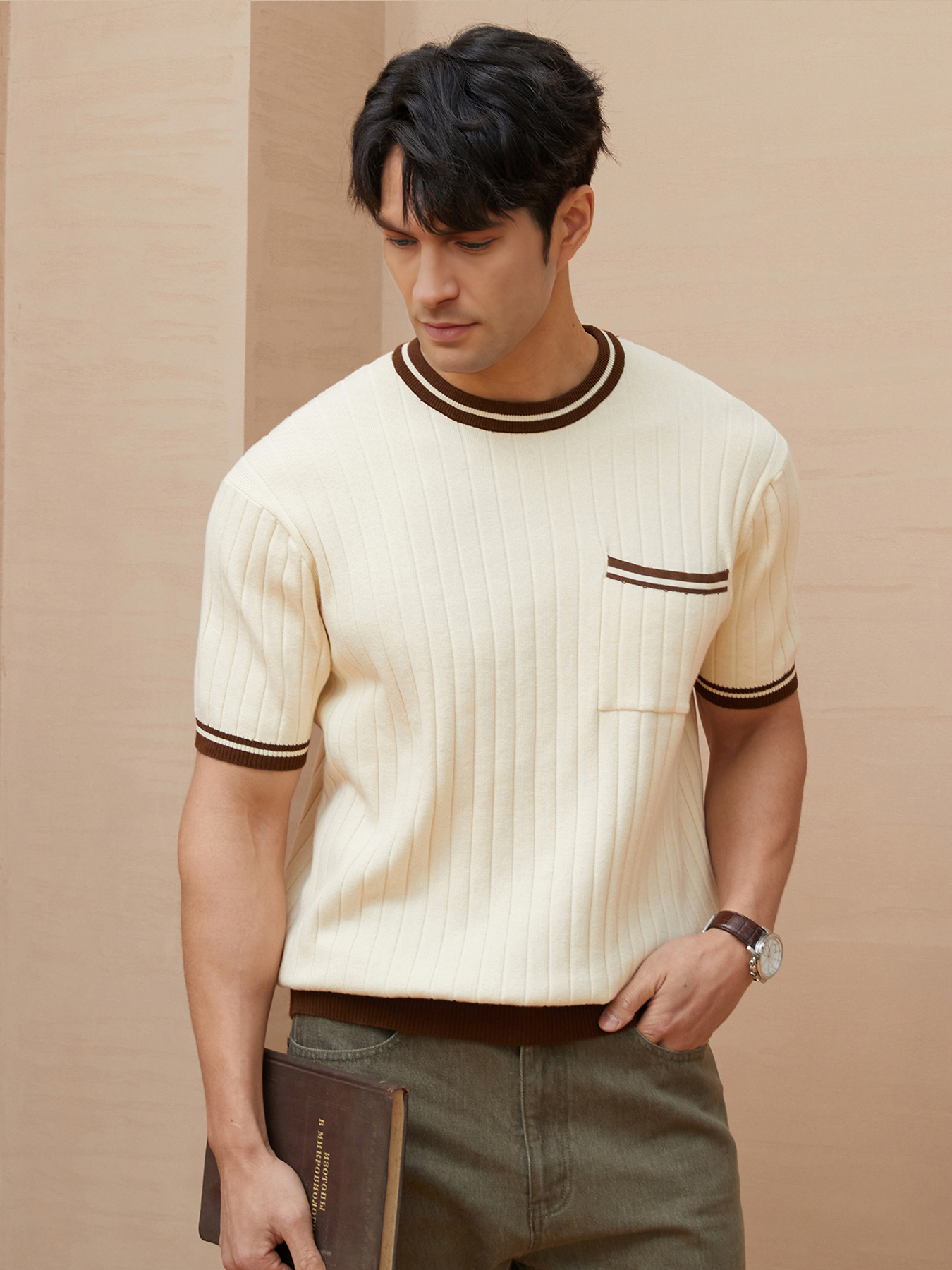 GentleKnit Vintage Style Short Sleeve Knitted T-Shirt