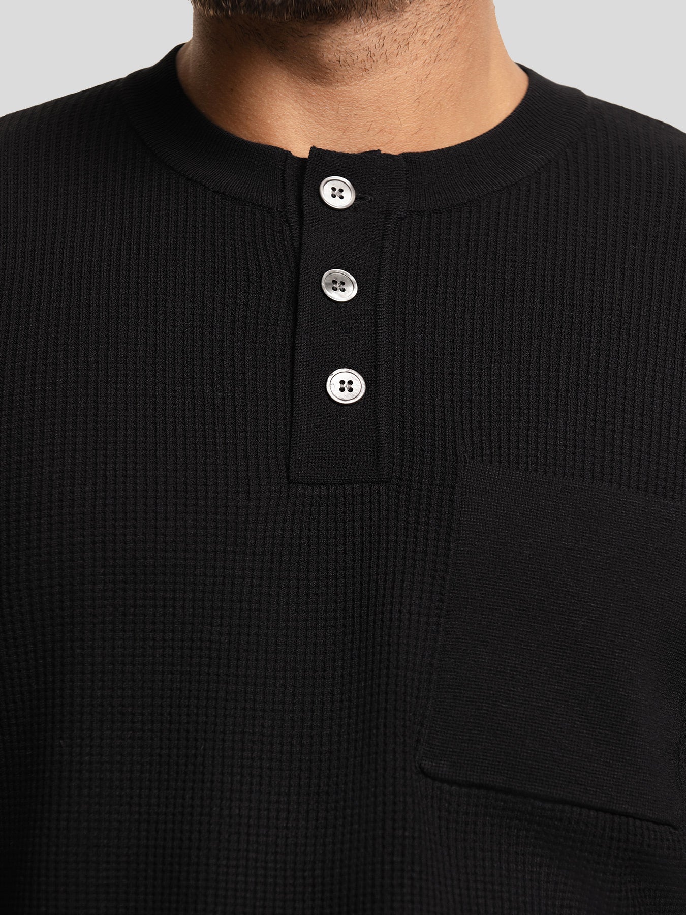 GentleKnit Buttoned Waffle Sweater