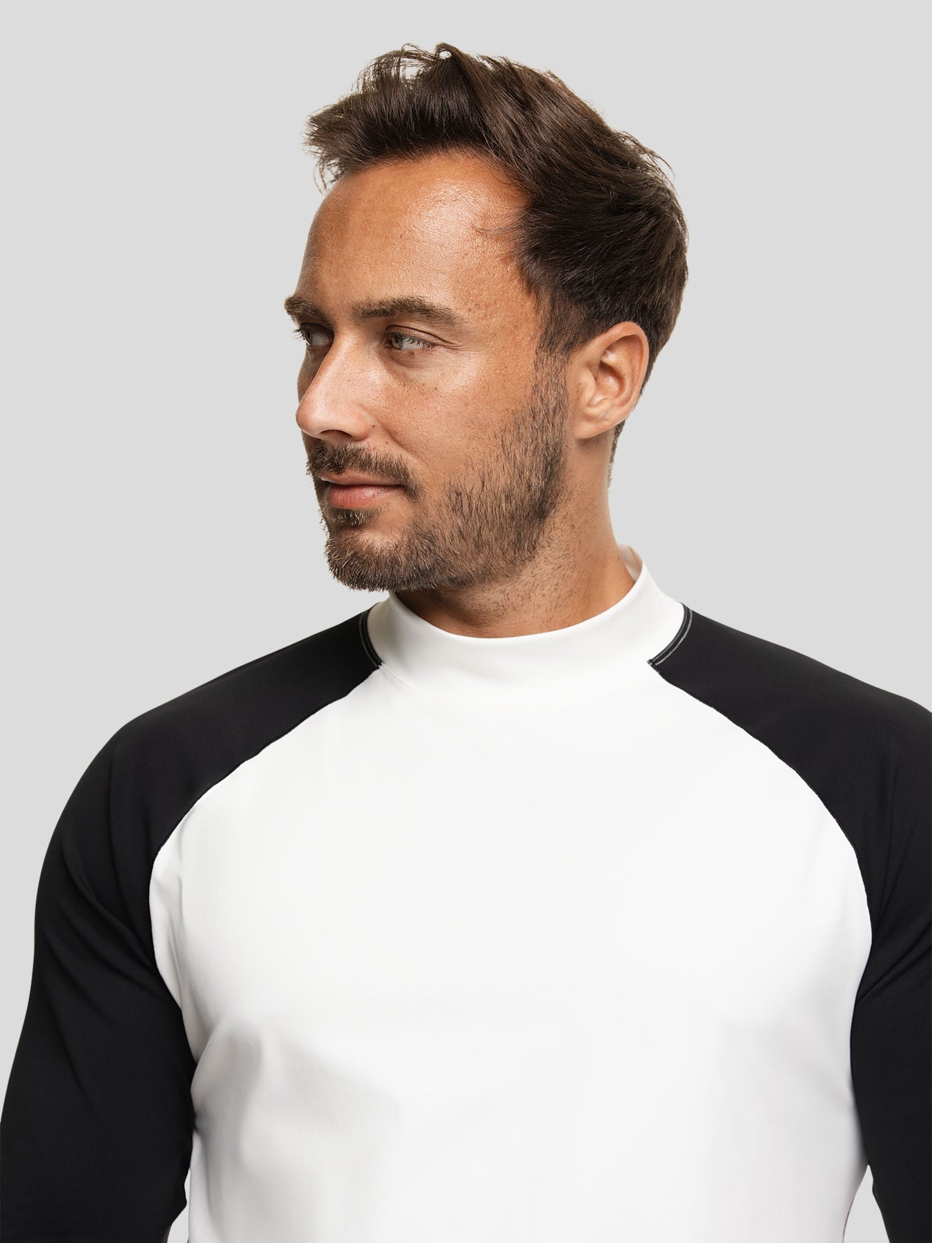 SmoothBlend Contract Color Mock Neck Long Sleeve Tee