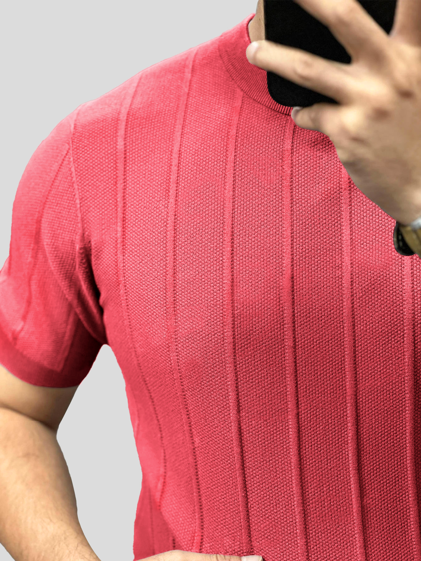GentleKnit Breathable Striped Short Sleeve Knitted T-Shirt