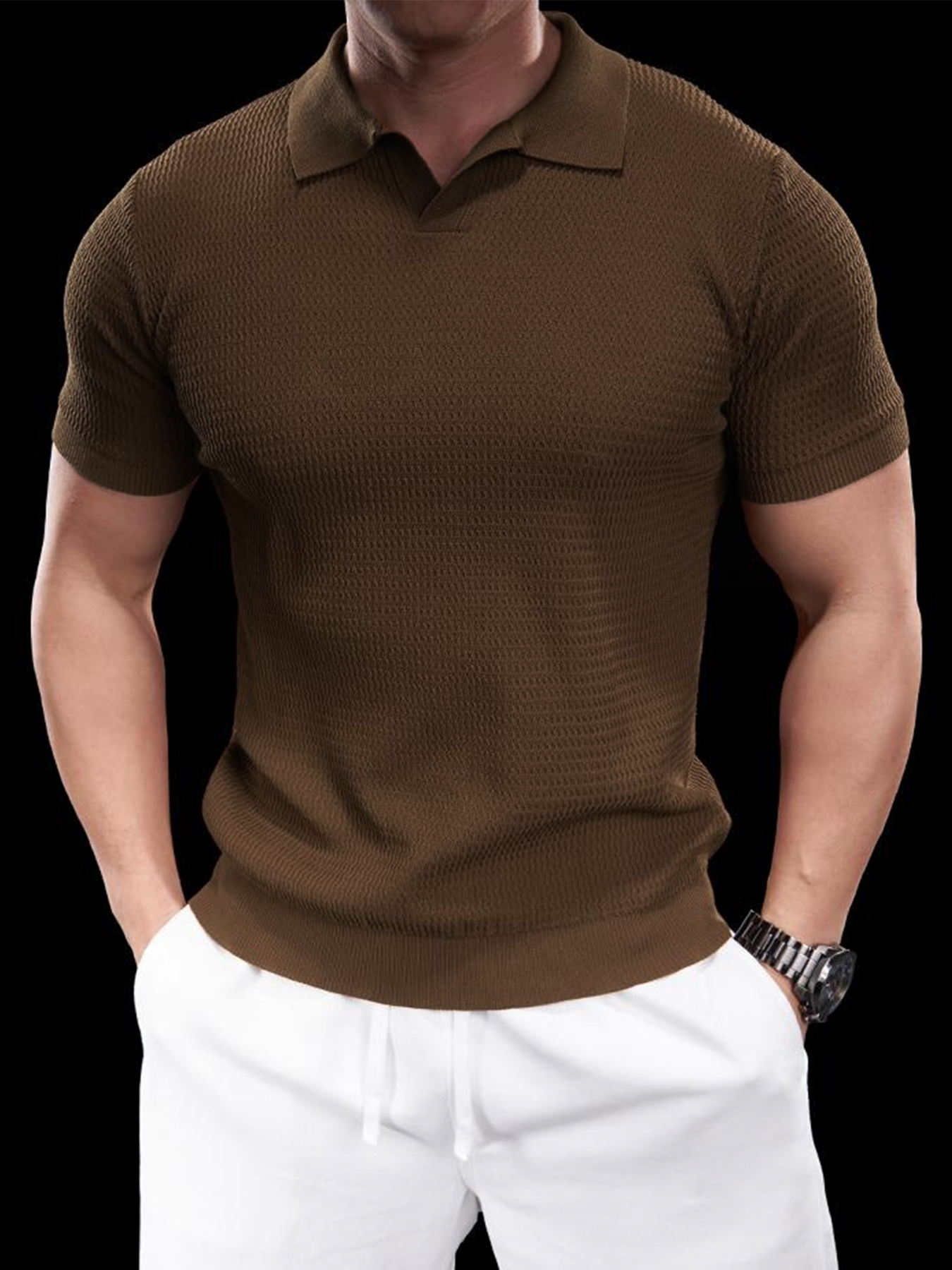 FlexKnit Active Knitted Buttonless Polo