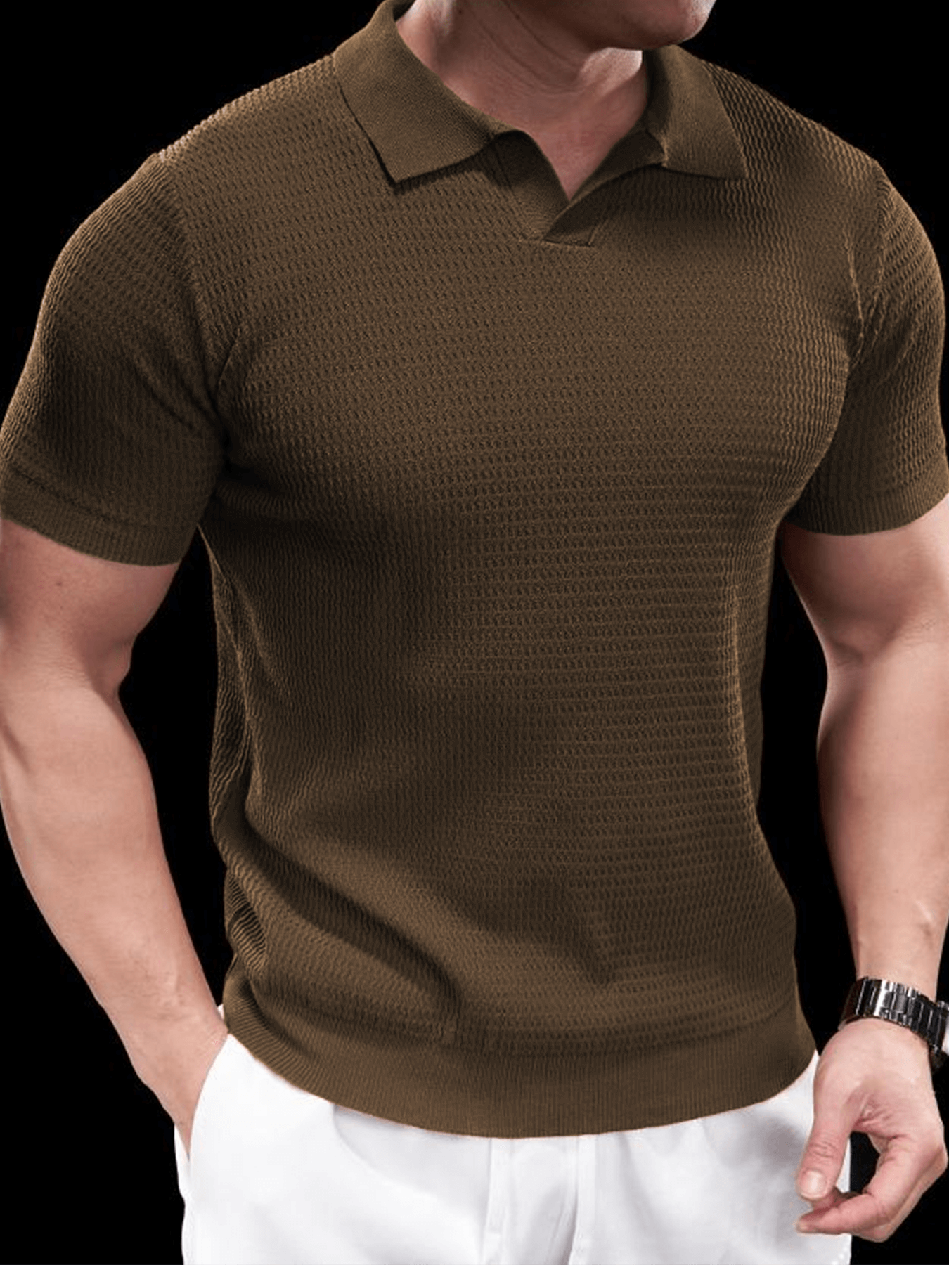 FlexKnit Active Knitted Buttonless Polo