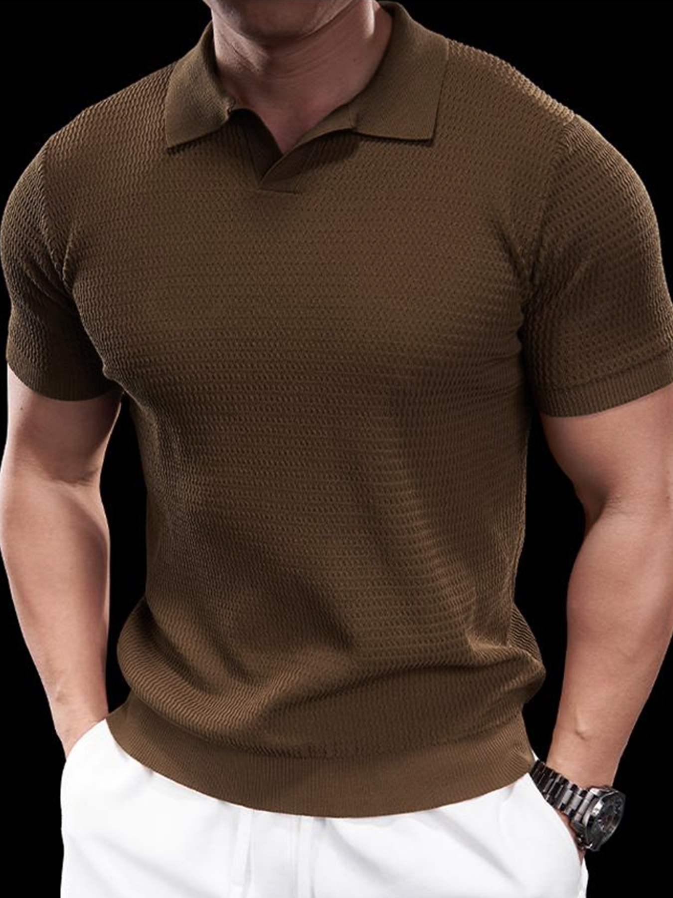 FlexKnit Active Knitted Buttonless Polo