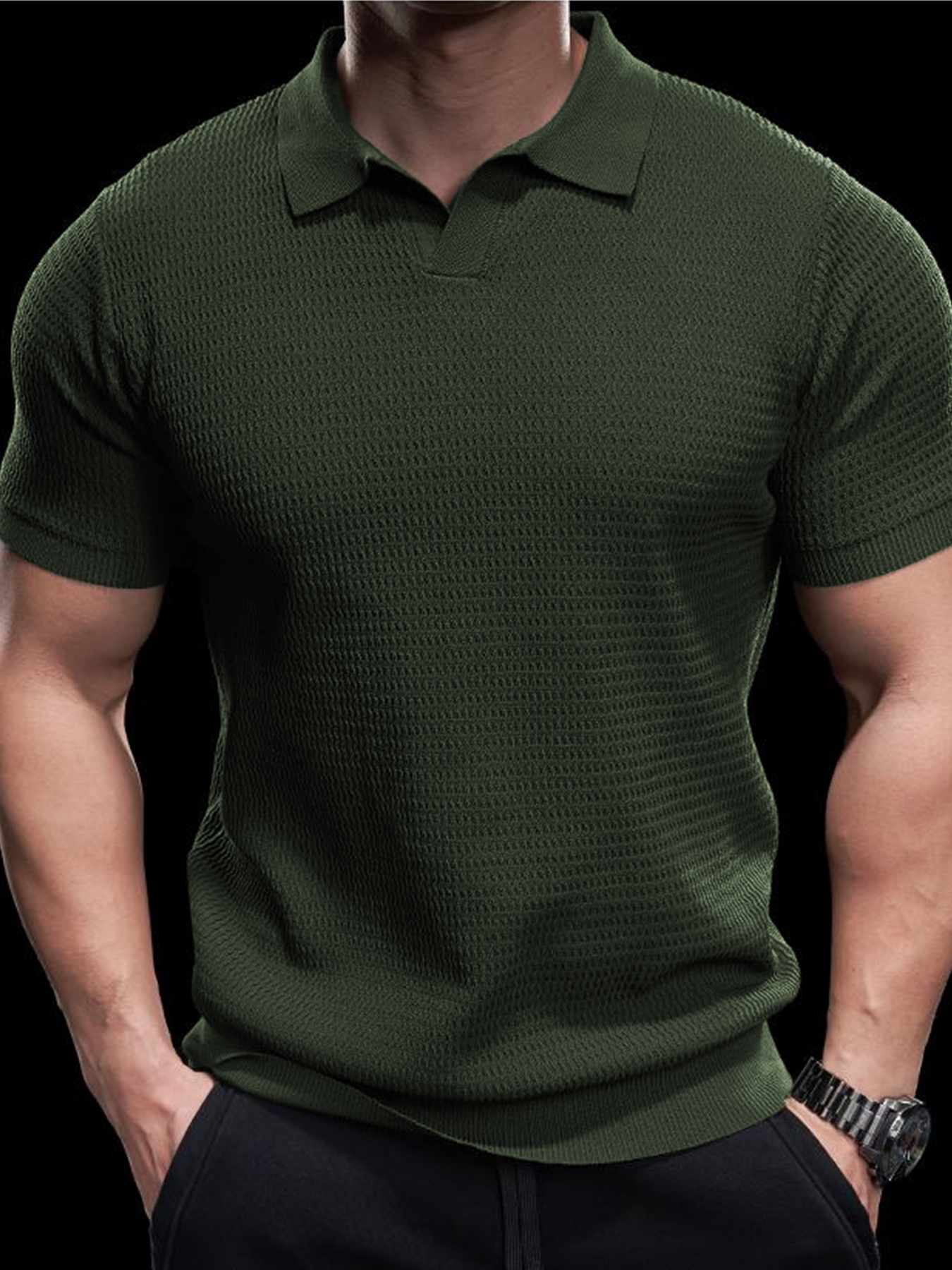 FlexKnit Active Knitted Buttonless Polo