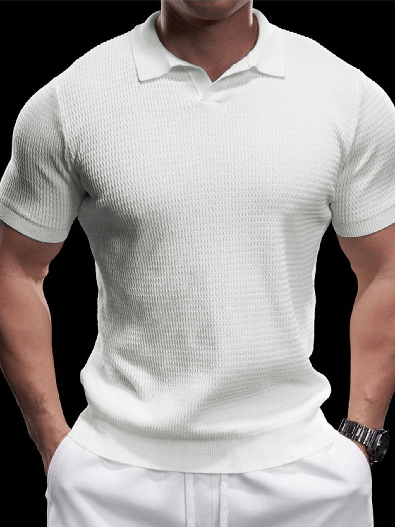 FlexKnit Active Knitted Buttonless Polo