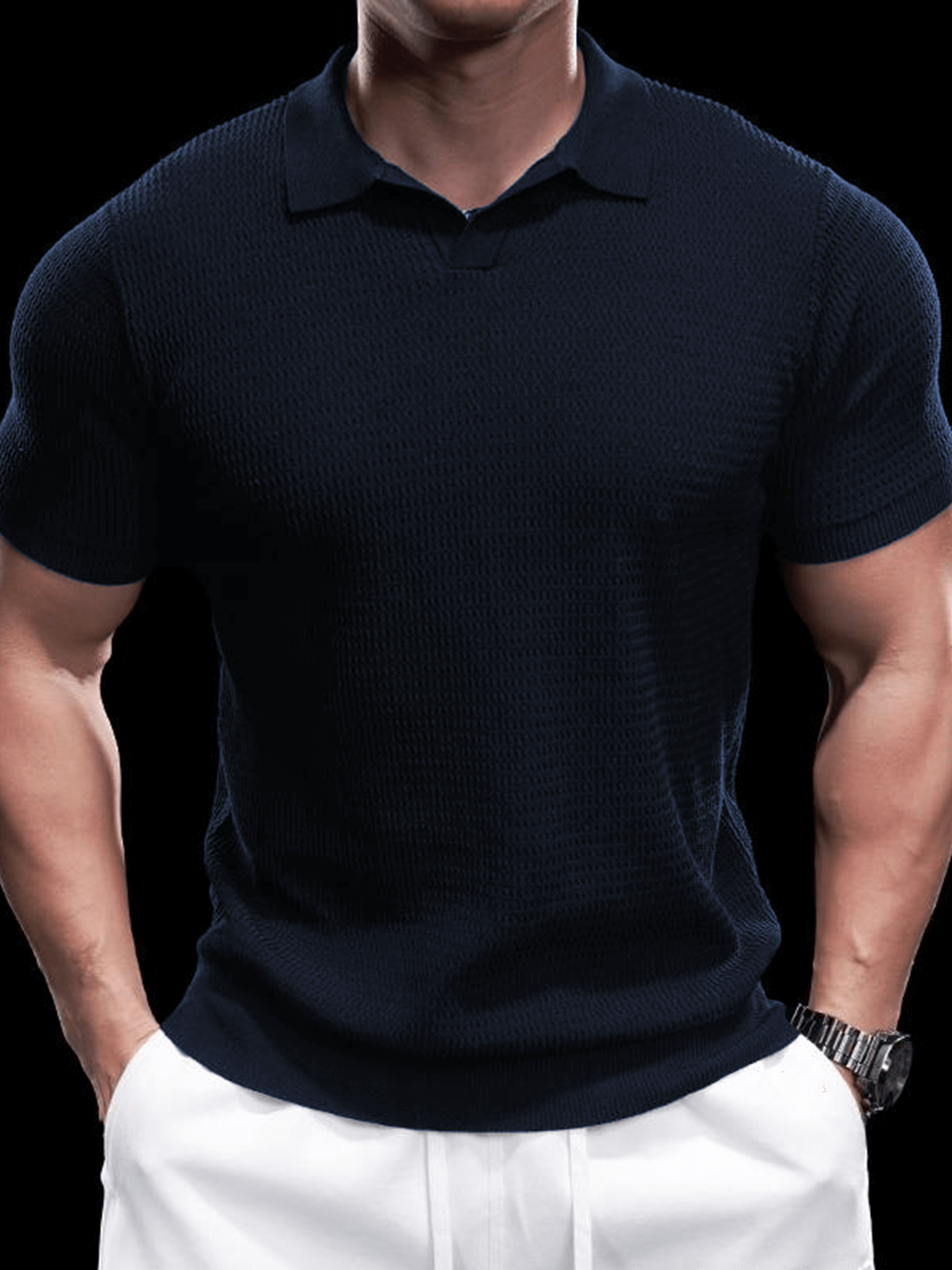 FlexKnit Active Knitted Buttonless Polo