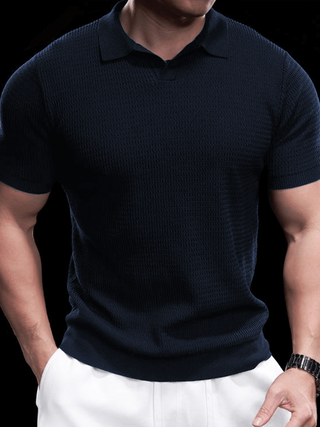 FlexKnit Active Knitted Buttonless Polo