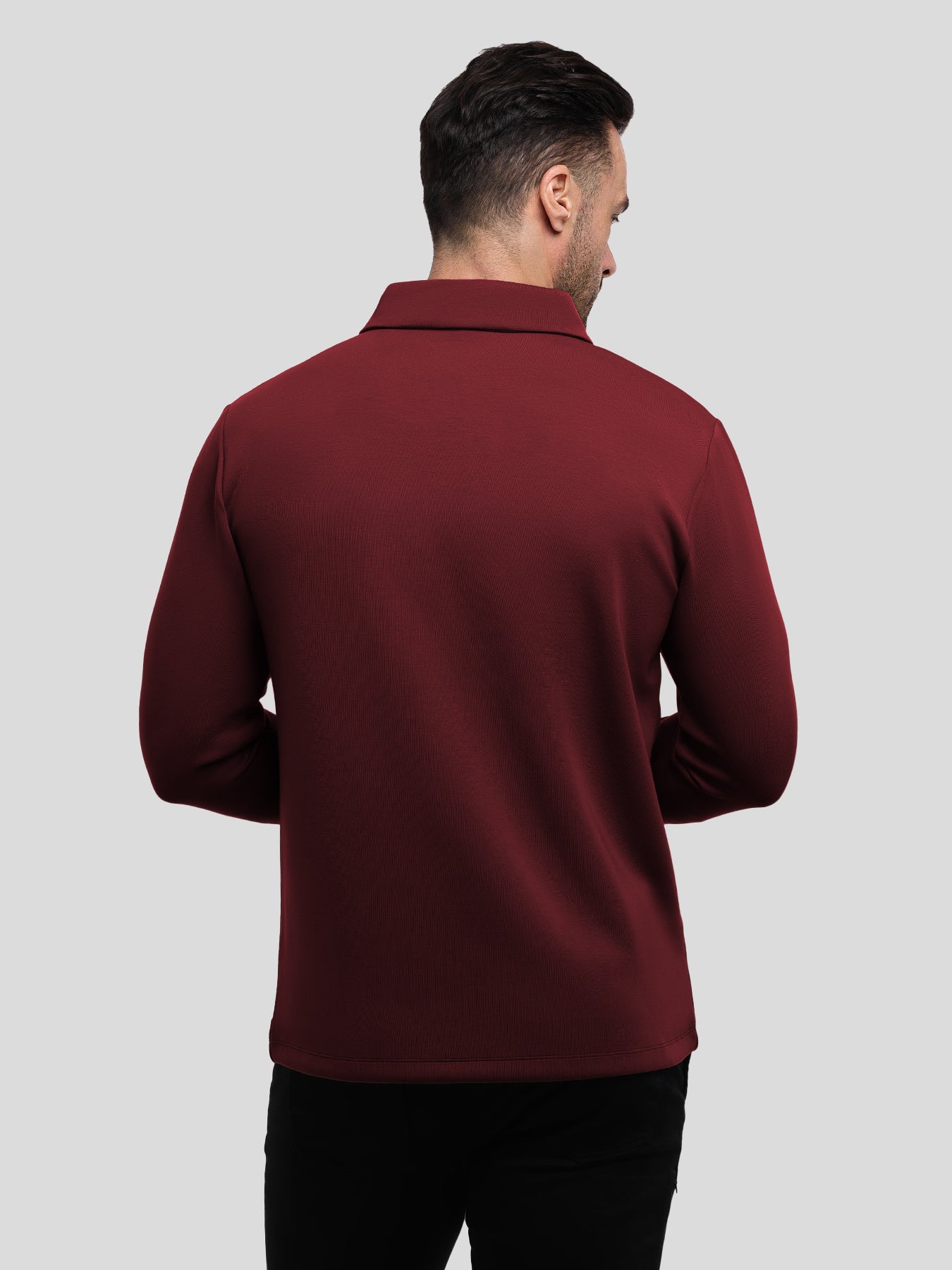 Modal Blend Long Sleeve Half Zip Polo