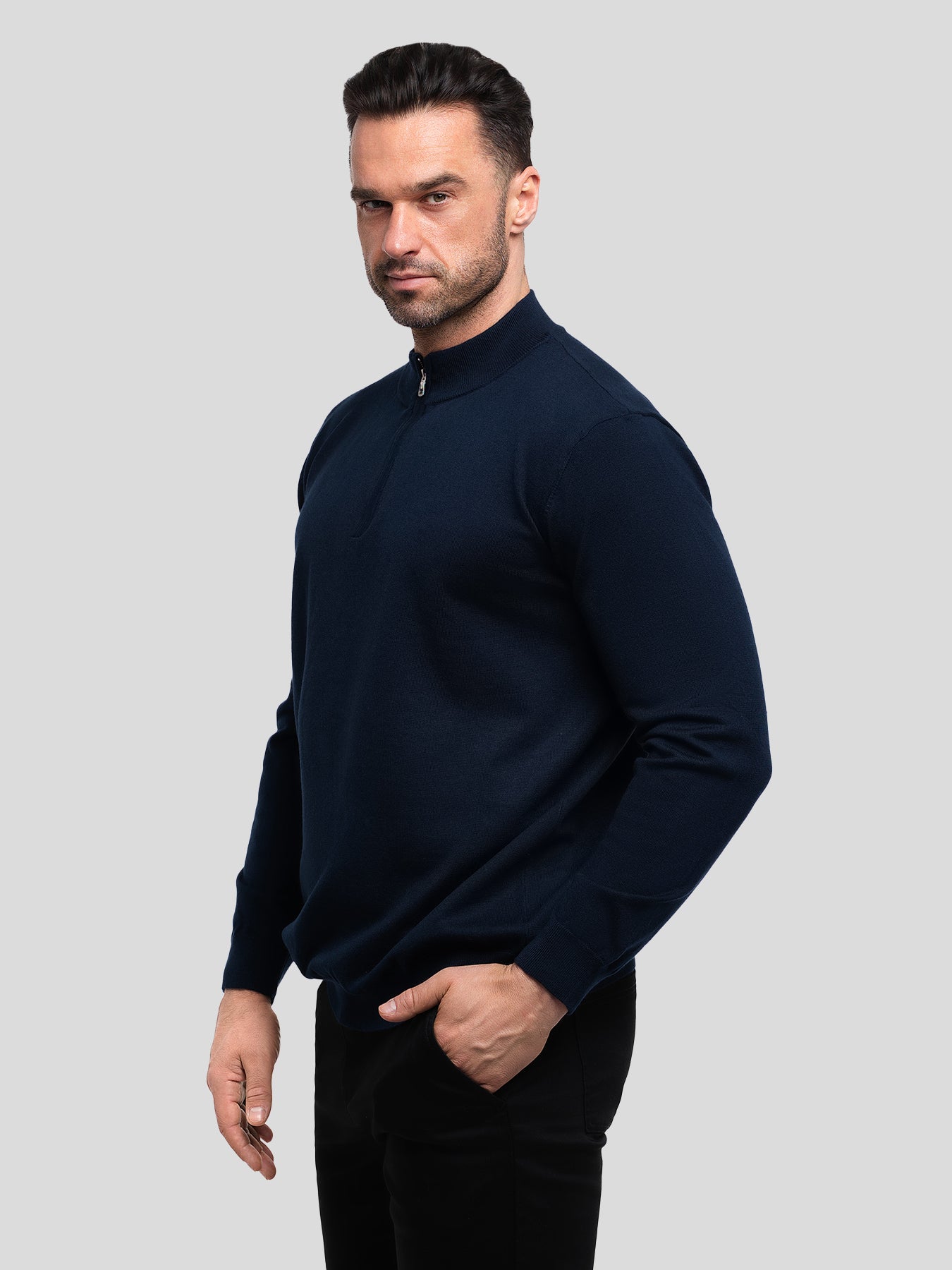 GentleKnit Washable Merino Half Zip Mock Neck Sweater