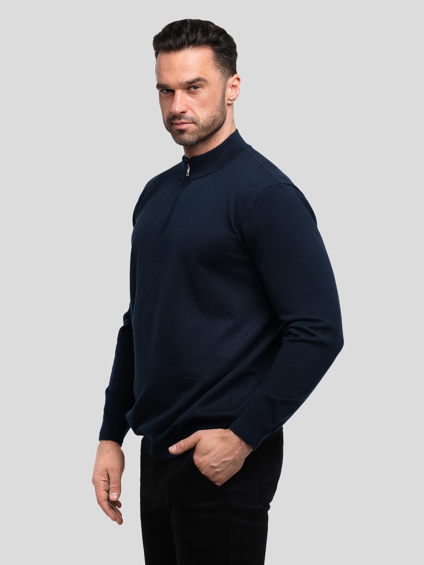 GentleKnit Washable Half Zip Mock Neck Sweater